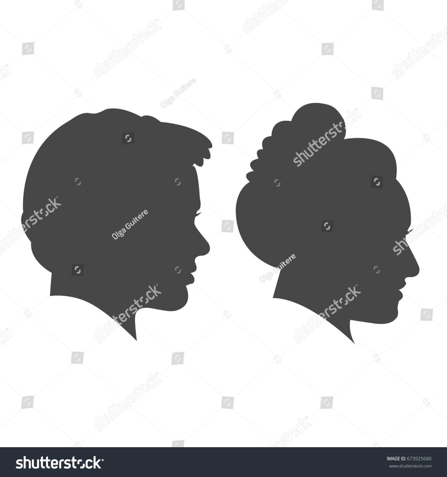 Man Woman Face Profile Isolated Vector 库存矢量图（免版税）673925680 Shutterstock 5443