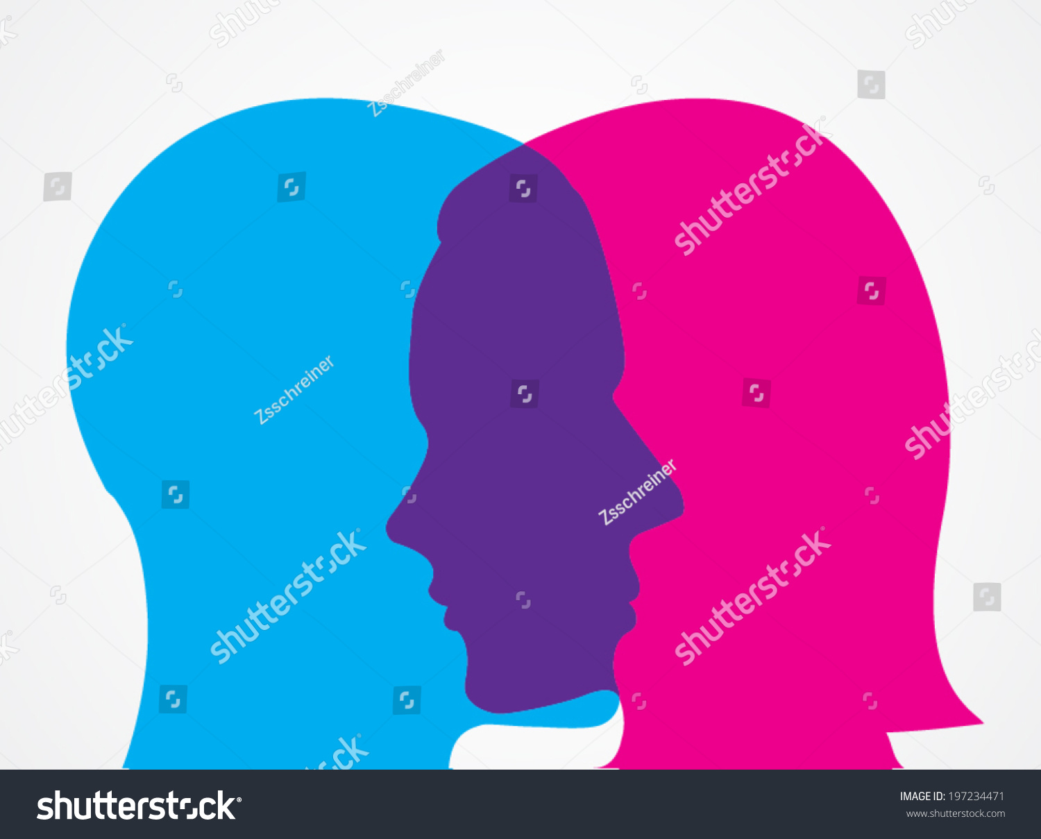 Man And Woman Face Touch / Vector Illustration - 197234471 : Shutterstock