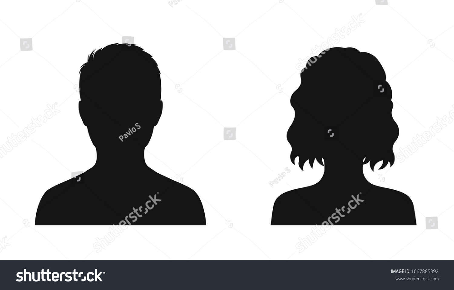 Man Woman Head Icon Silhouette Male Stock Vector Royalty Free