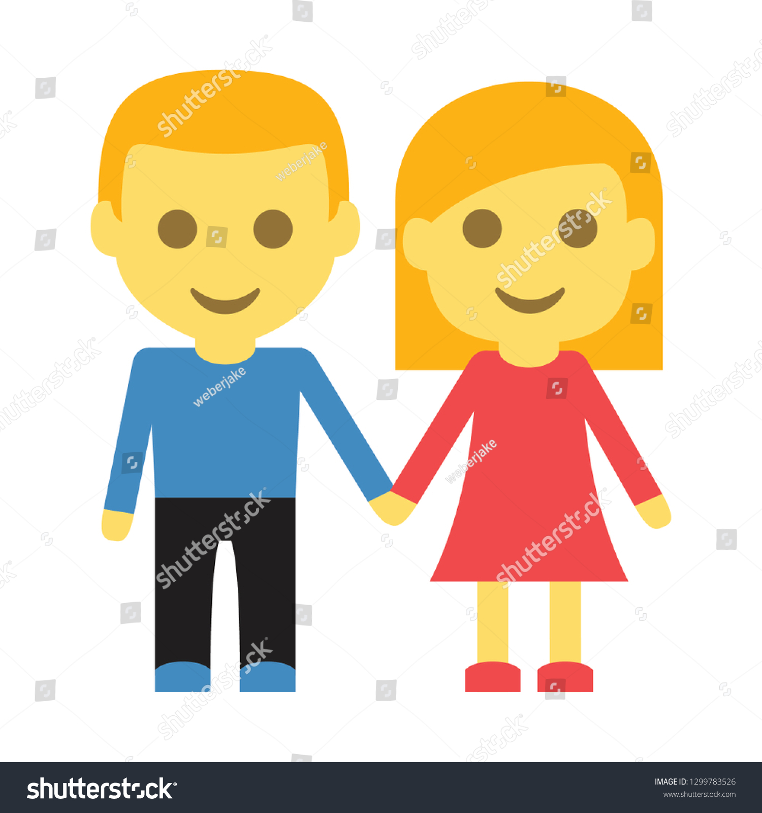 Man Woman Holding Hands Emoji Stock Vector Royalty Free