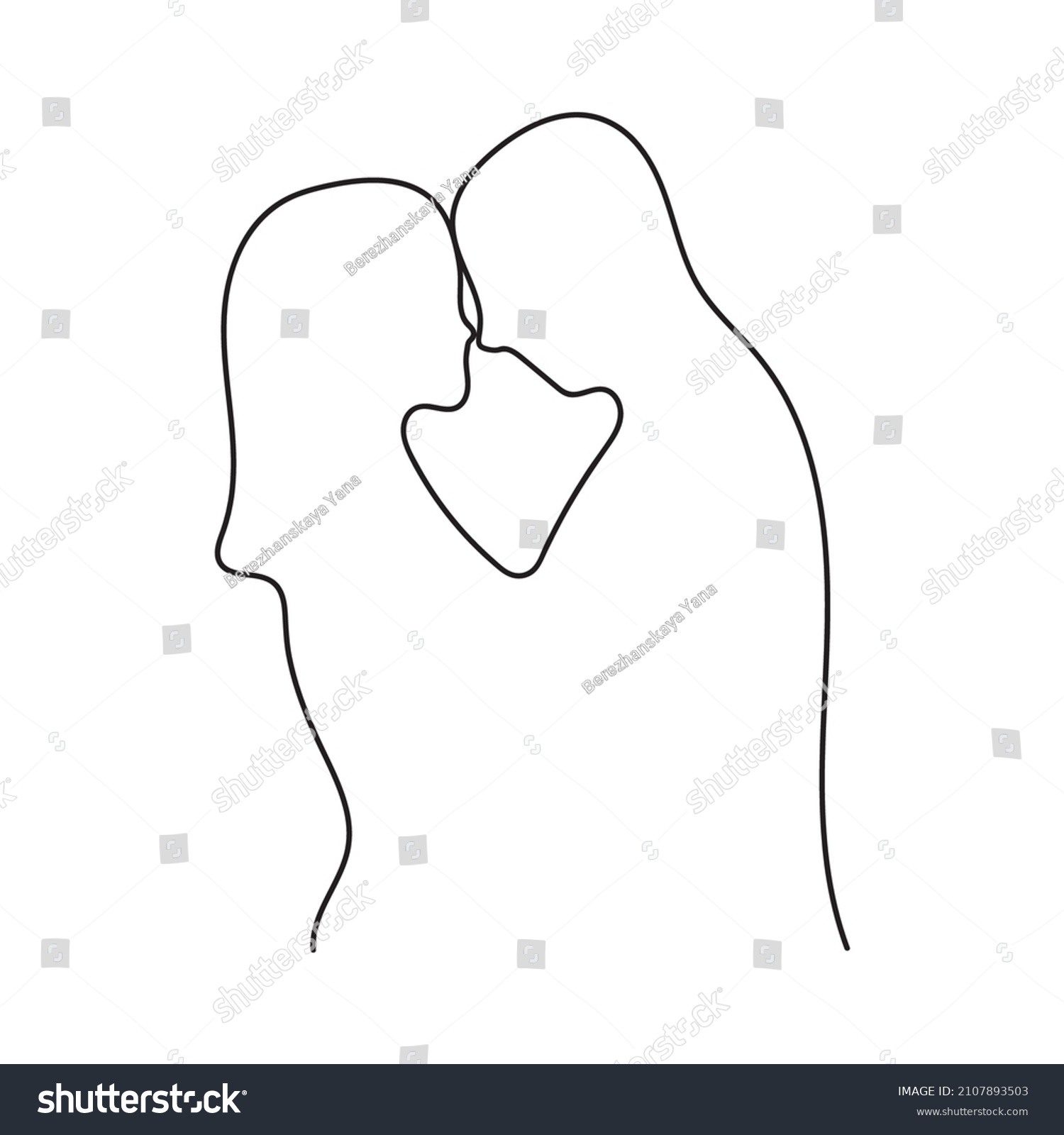 Man Woman Hugging One Line Illustration Stock Vector Royalty Free Shutterstock