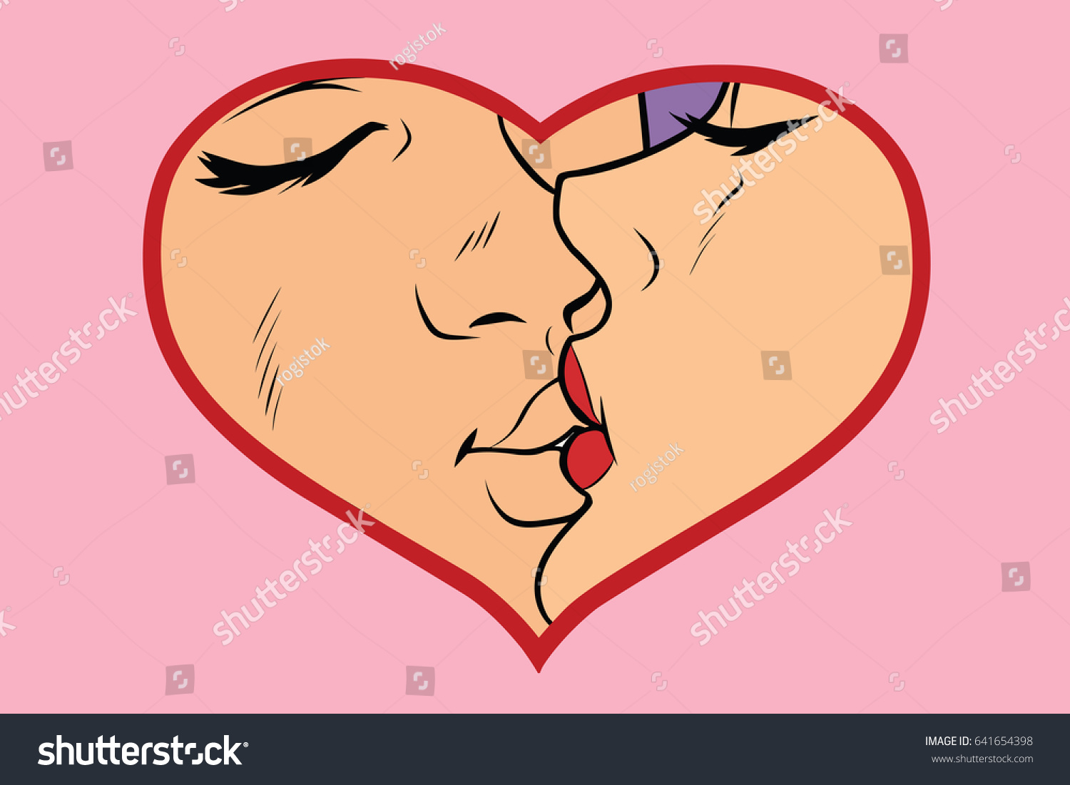 Man Woman Kissing Love Heart Stock Vector Royalty Free 641654398