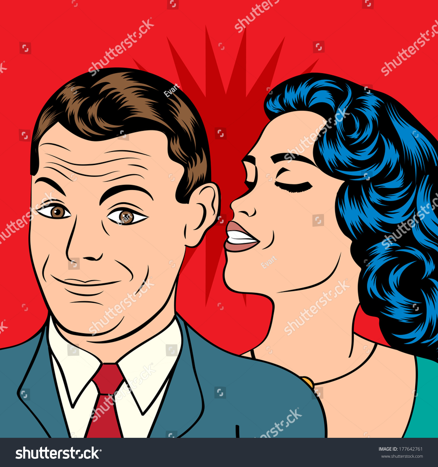 Vektor Stok Man Woman Love Couple Pop Art Tanpa Royalti 177642761 Shutterstock 8453