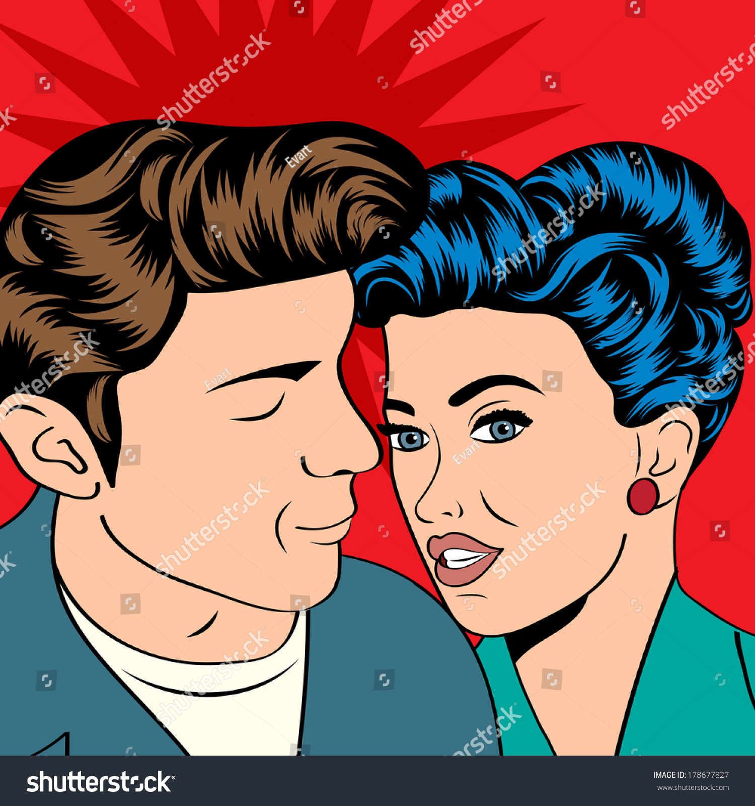 Man Woman Love Couple Pop Art Stock Vector Royalty Free 178677827