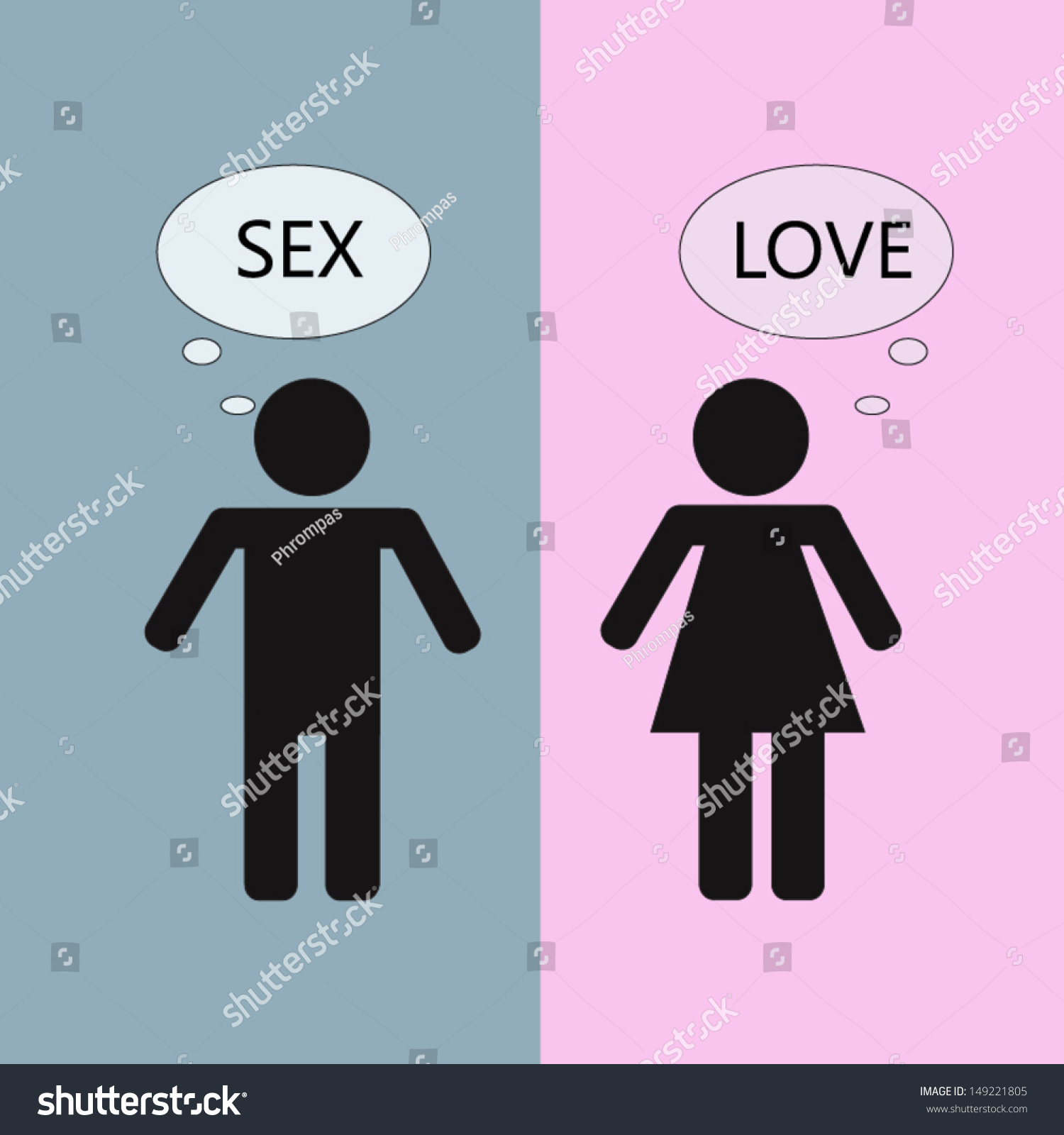 Man And Woman Thinking About Love And Sex Stock Vector Illustration 149221805 Shutterstock