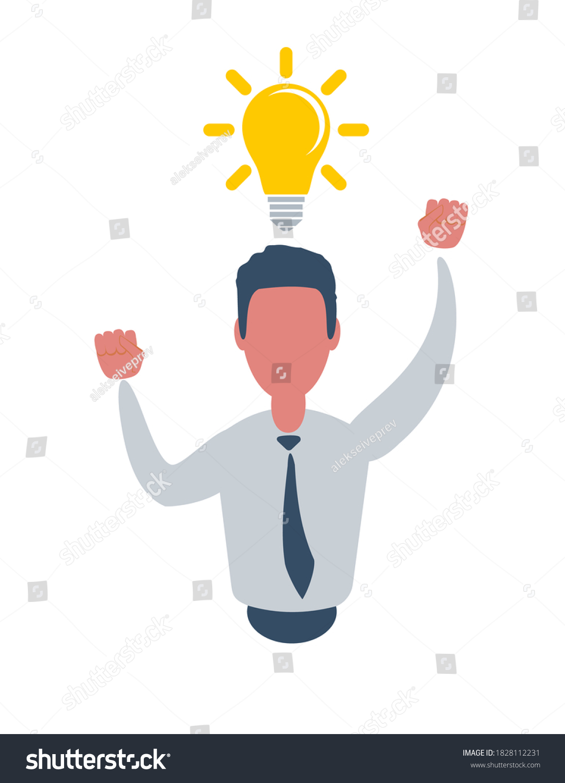 SVG of Man and Yellow Lamp overhead. Idea Generation. Creating Business Idea. New Technologies. Vector Illustration. Reward for New Idea. svg