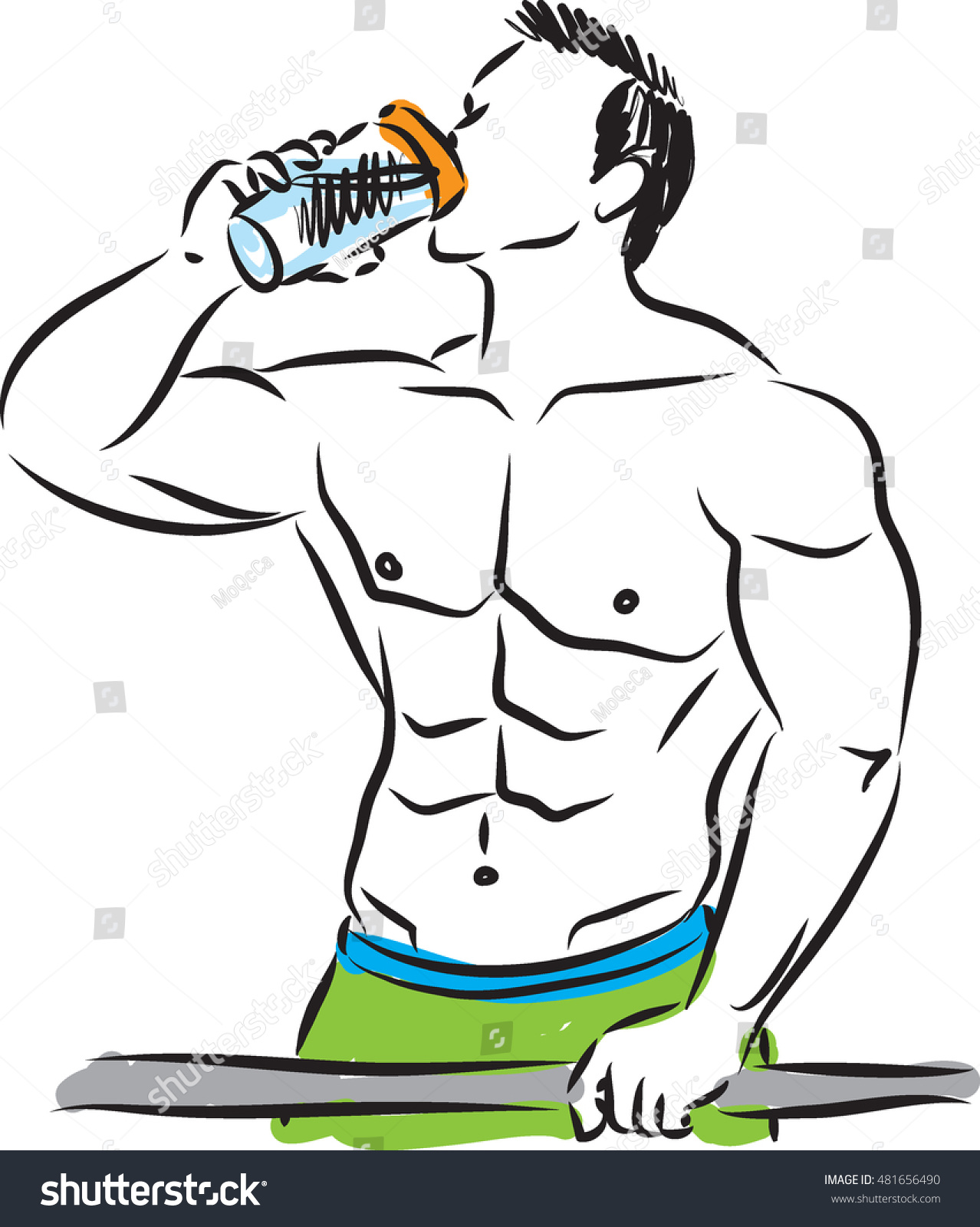 Man Bodybuilder Drinking Illustration vector de stock (libre de