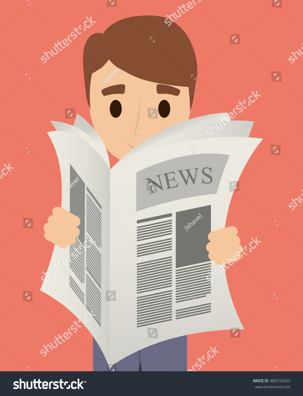 Man Cartoon Reading Newspaper Icon News Stock Vector (Royalty Free ...