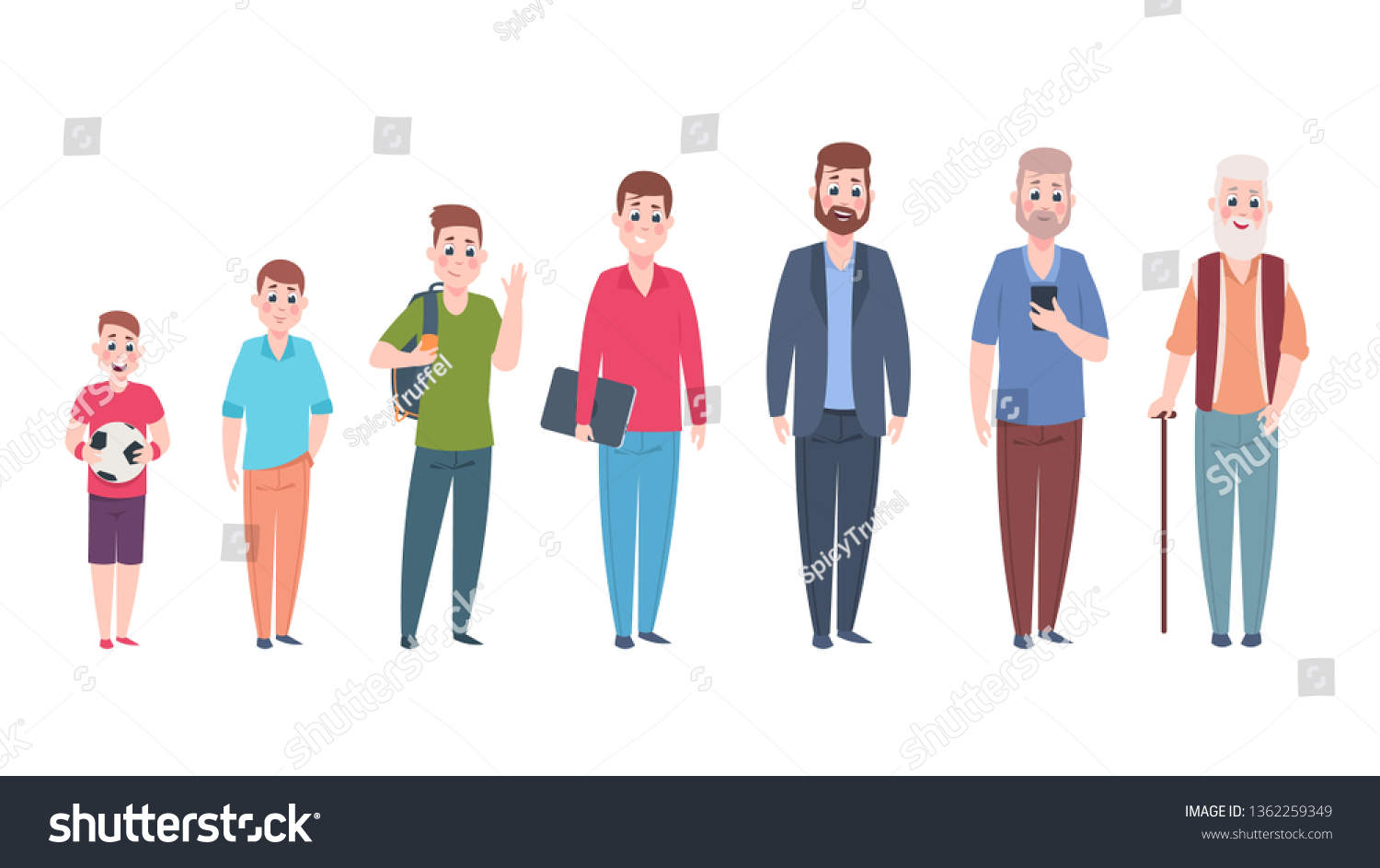 Man Character Age Stages Cartoon People Stock Vector (Royalty Free ...