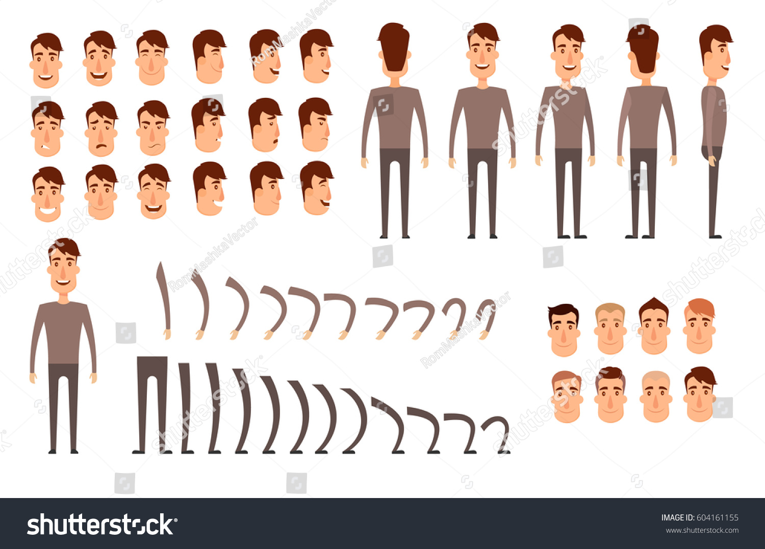 Man Character Creation Set Icons Different Stock Vector 