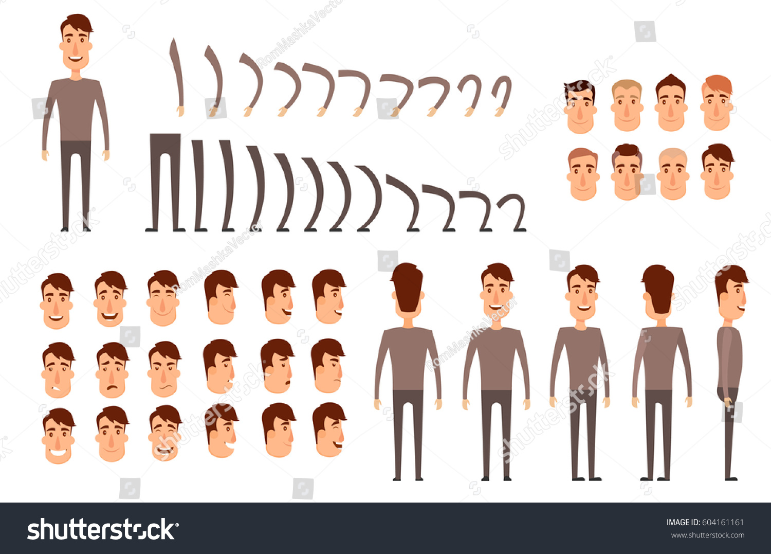 Man Character Creation Set Icons Different Stock Vector 