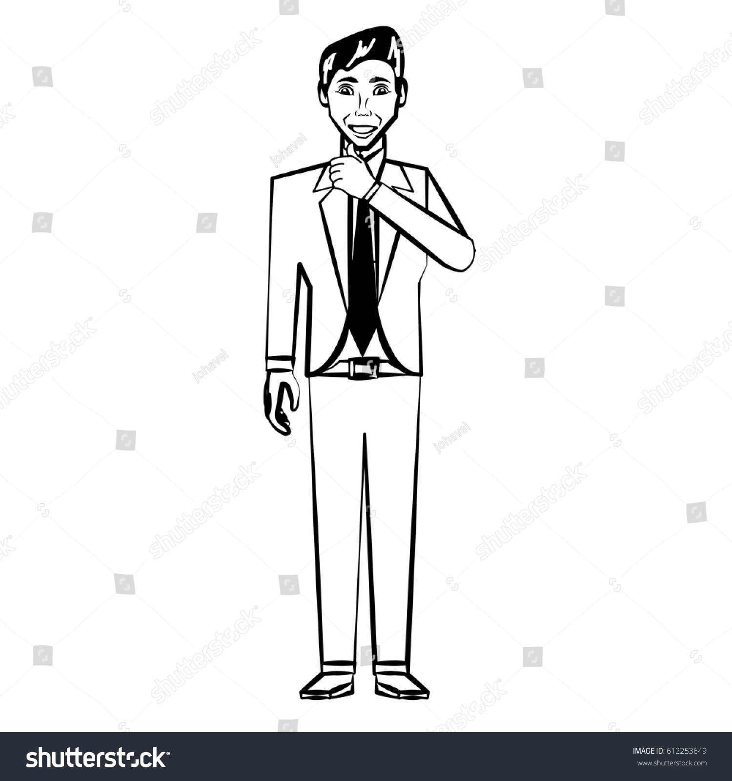 Man Character Posture Line Stock Vector (Royalty Free) 612253649