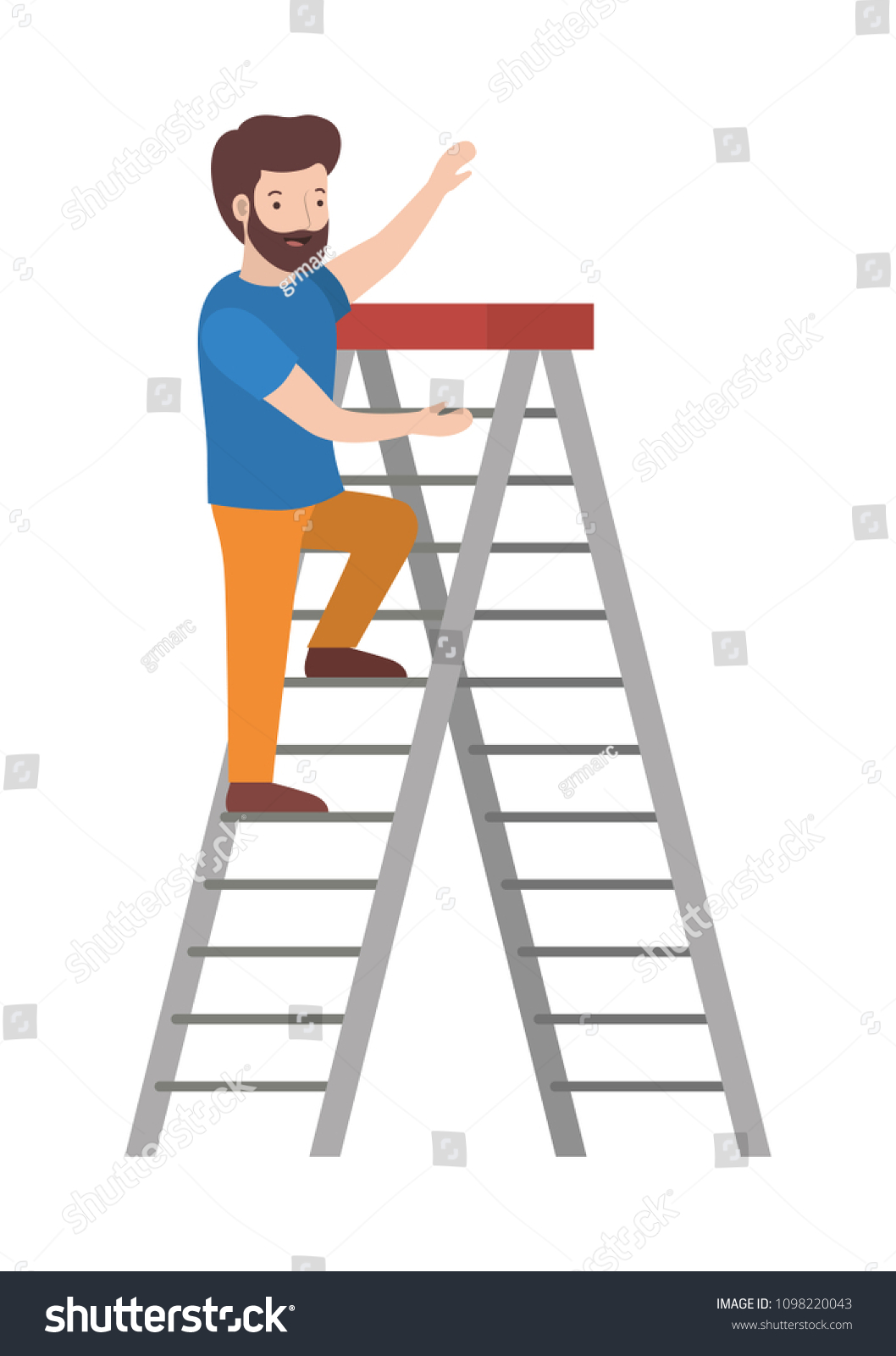 Man Climbing Stepladder Character Stock Vector (Royalty Free ...