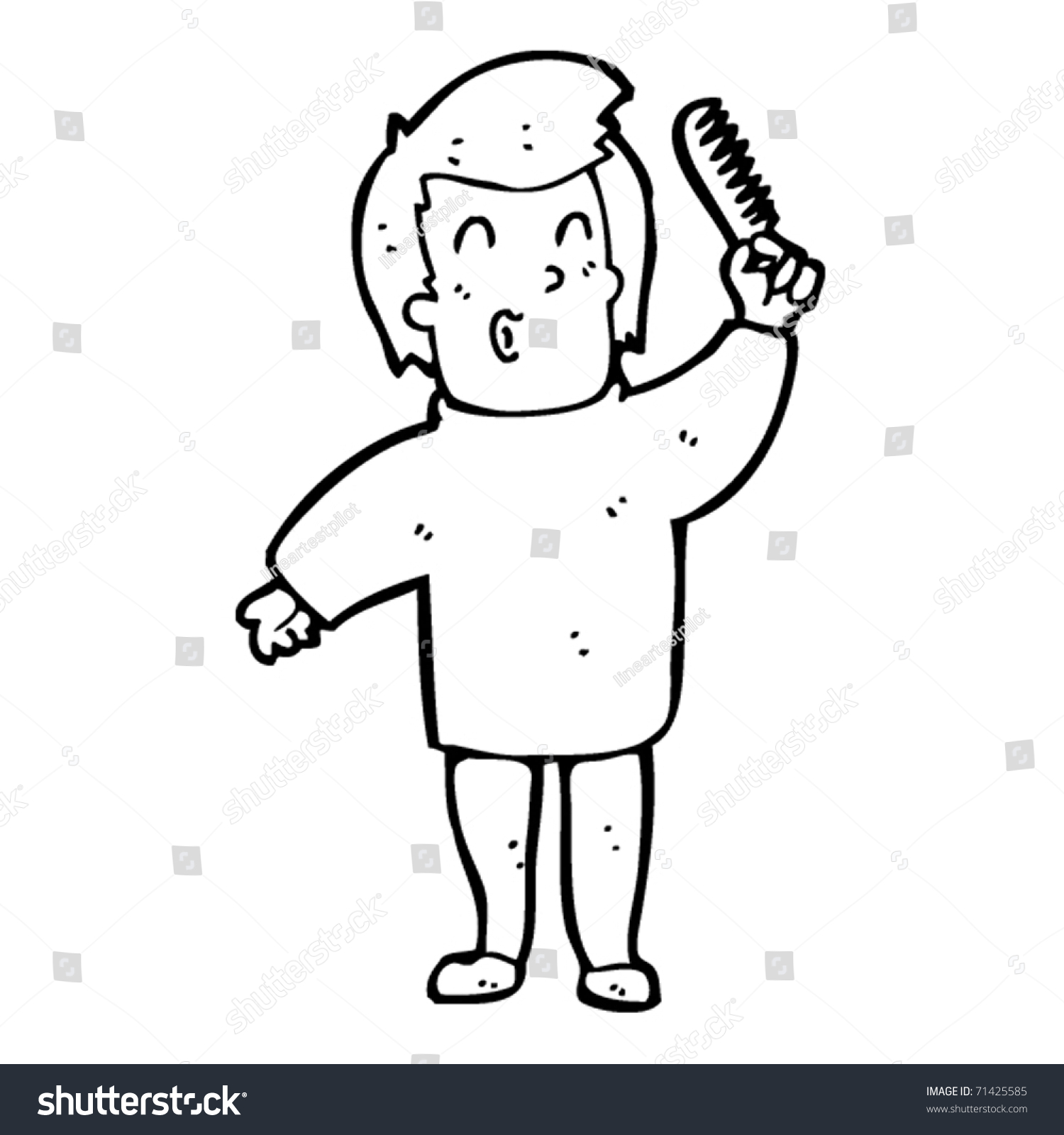 sketch combing pen Cartoon Man Shutterstock Vector Hair Combing   71425585 Stock