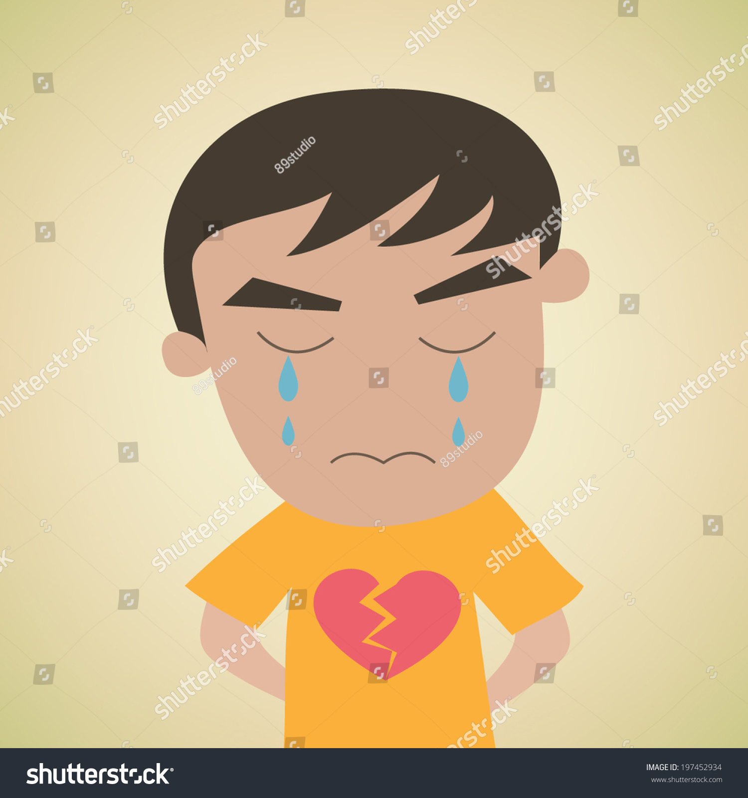 Man Crying Broken Heart Vector Stock Vector Royalty Free