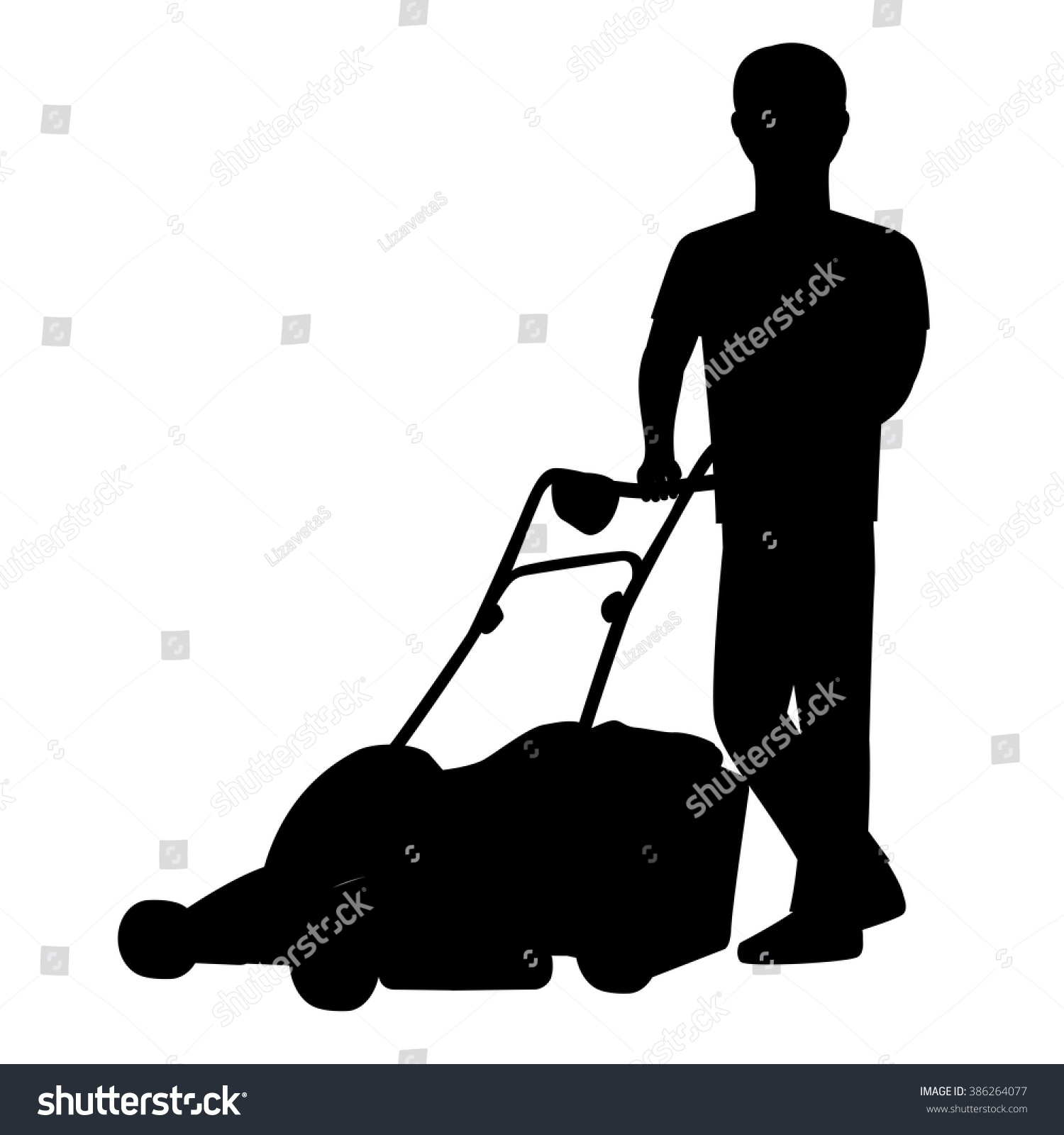 clipart man mowing lawn - photo #43
