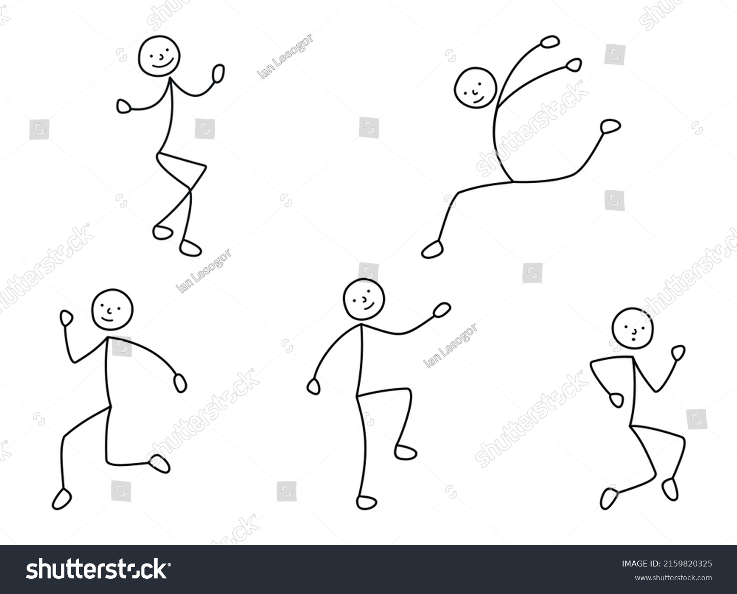 Man Dancing Stick Figure Stickman Human Stock Vector (Royalty Free ...