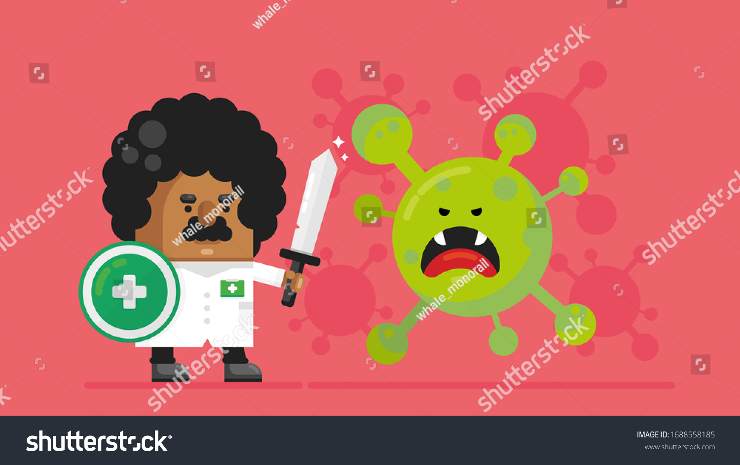 Man Doctor Scientist Character Fight Coronavirus Stock Vector