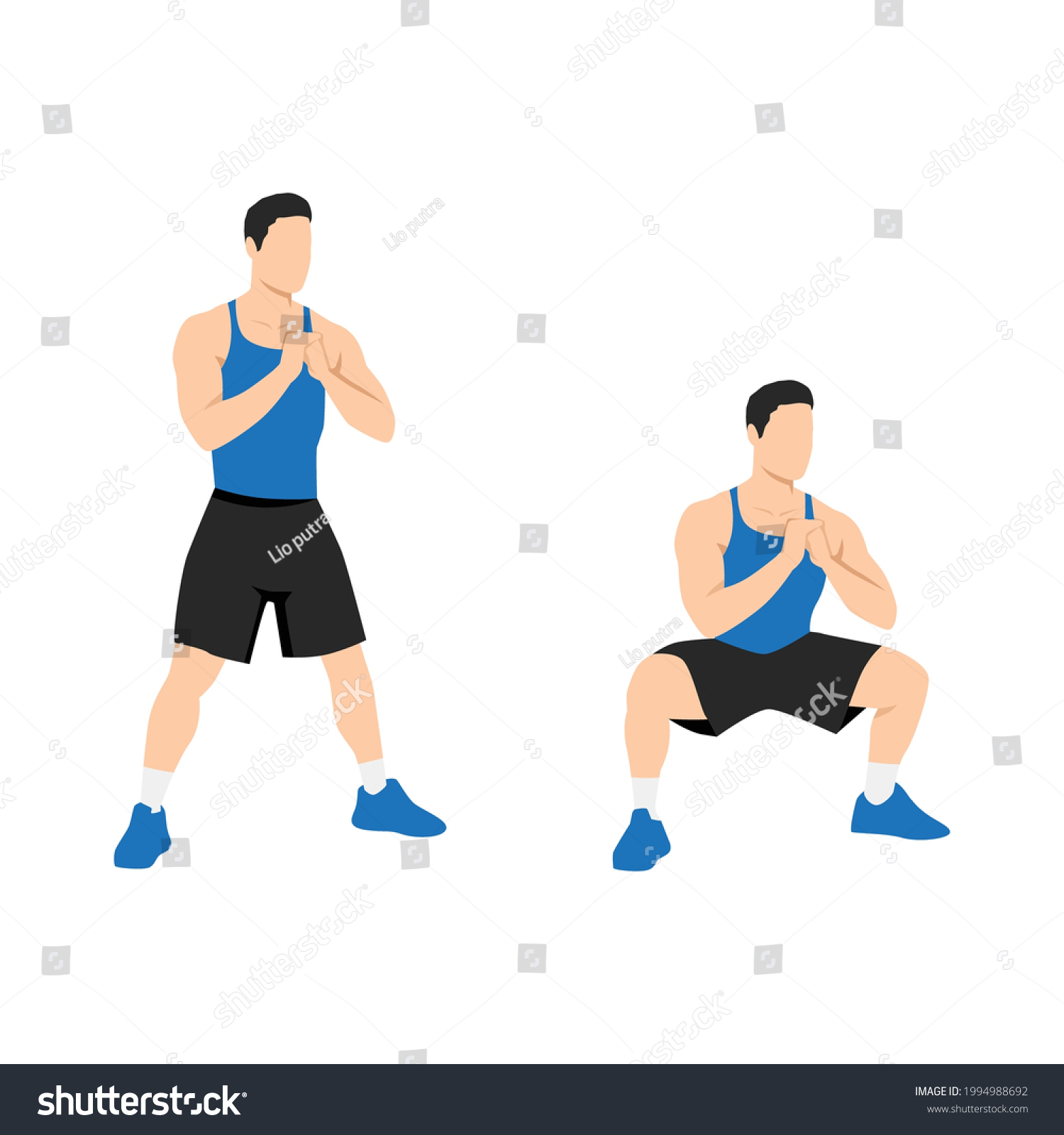 Man Doing Bodyweight Sumo Wide Stance Stock Vector (Royalty Free ...