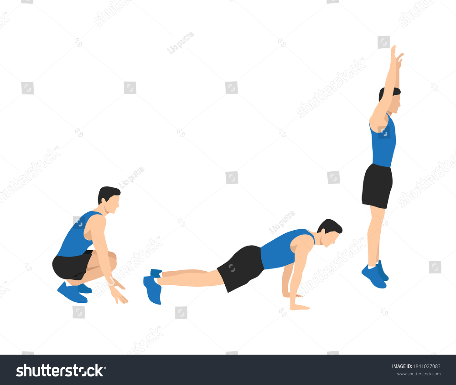 Man Doing Squat Thrust Burpee Position Stock Vector (Royalty Free ...