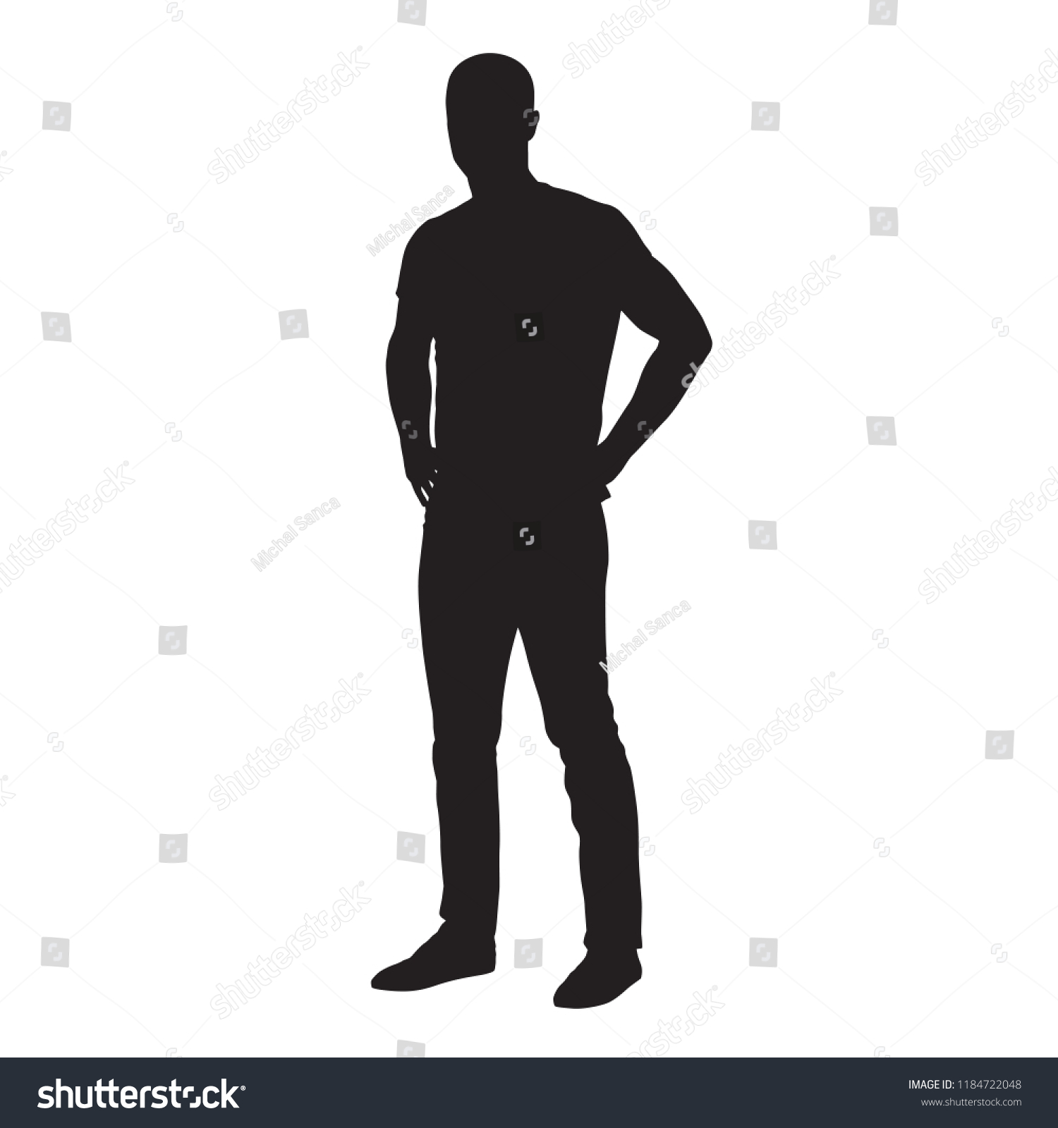 Man Dressed Shirt Jeans Standing Hands Stock Vector (Royalty Free ...