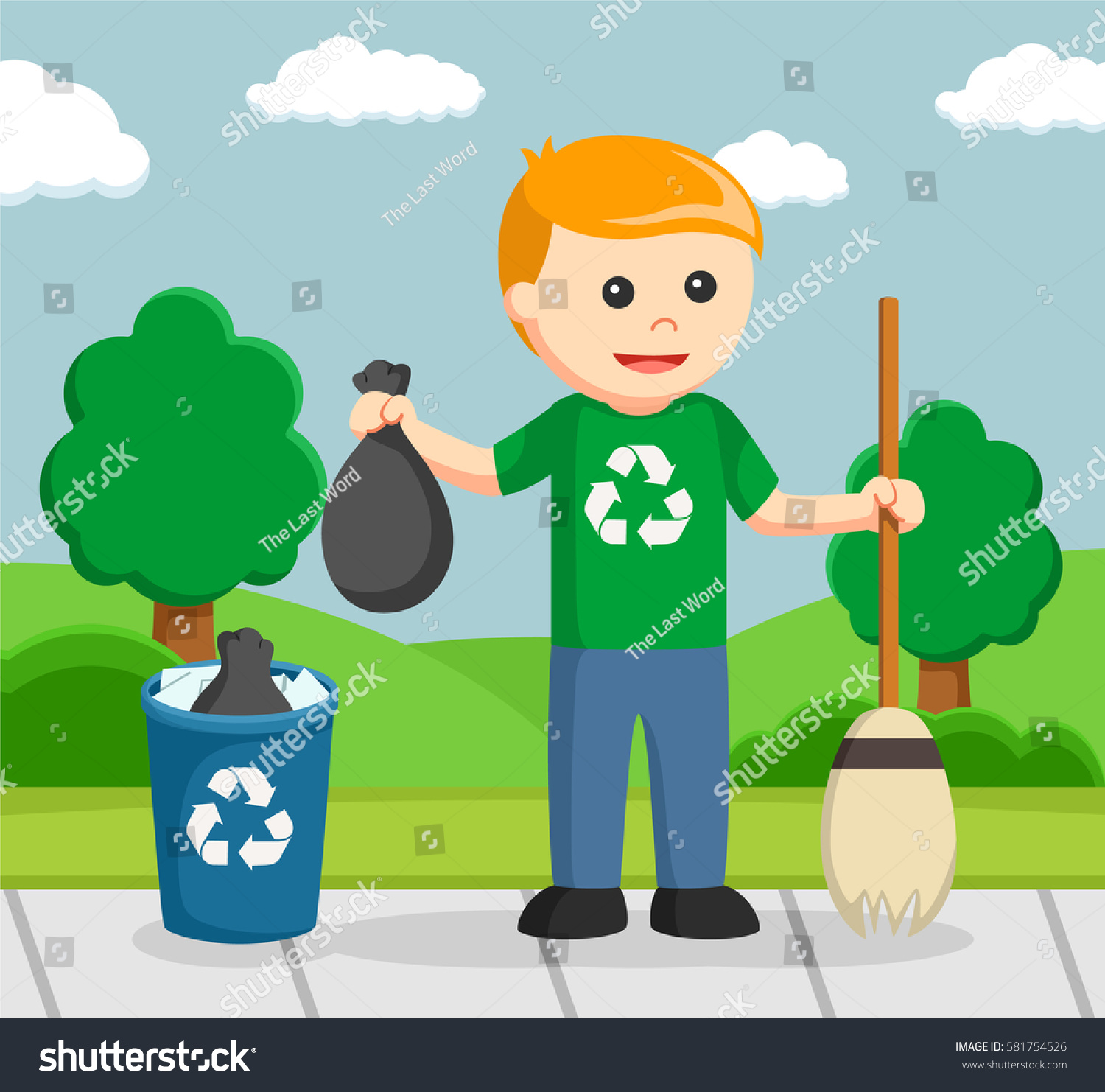 Man Environmental Activist Cleaning Park Stock Vector 581754526 ...