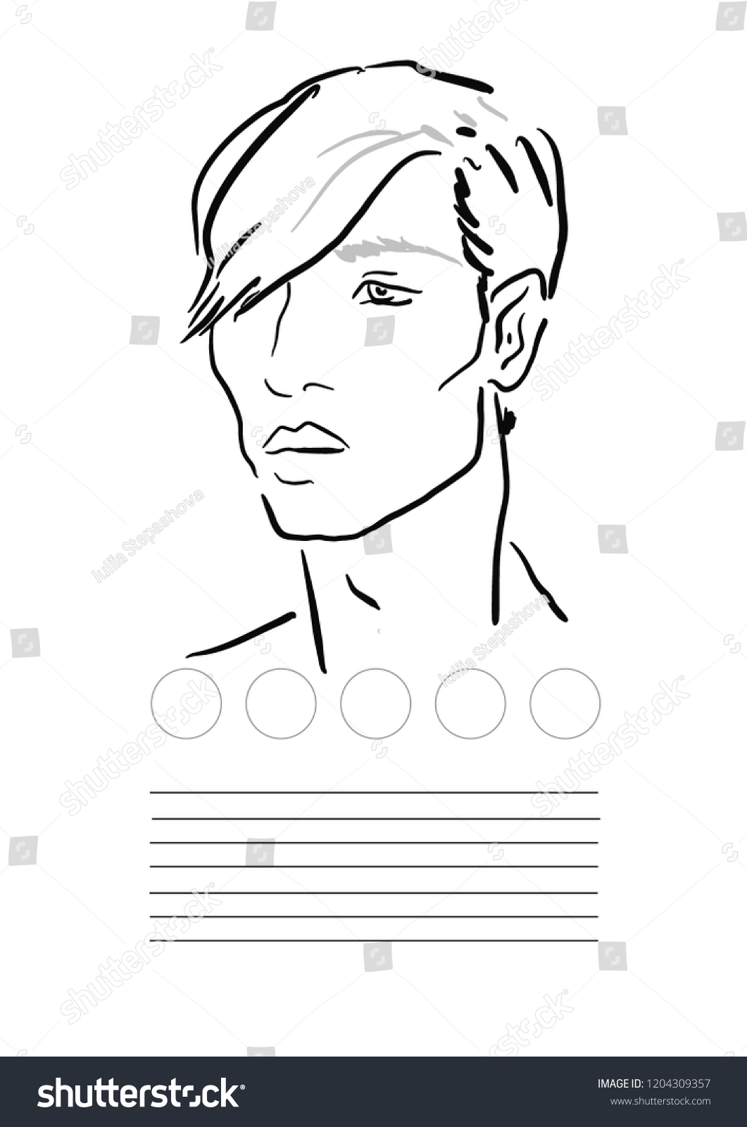 Vektor Stok Man Face Chart Makeup Artist Blank Tanpa Royalti 1204309357 Shutterstock