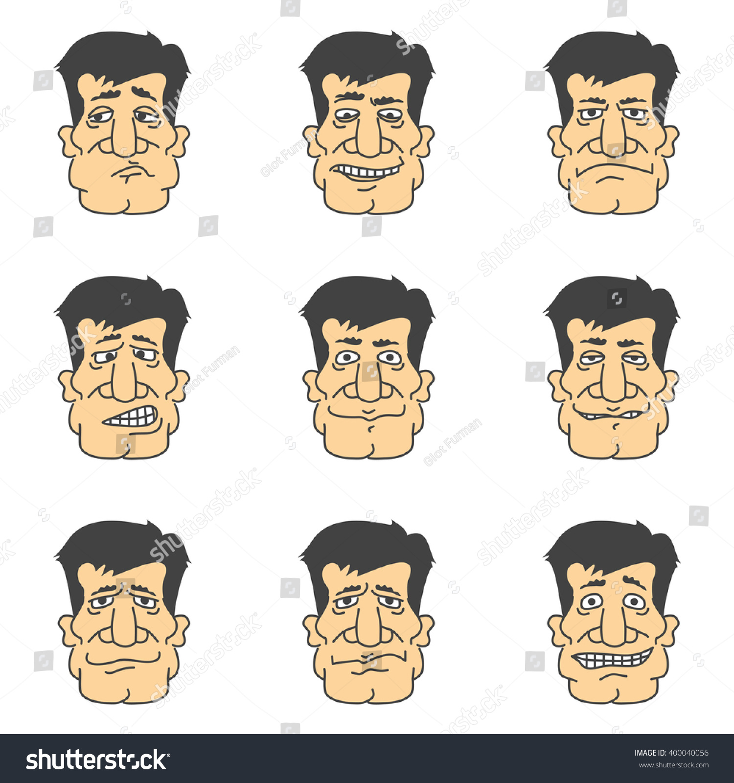 man face emotions expressions happy sad stock vector 400040056