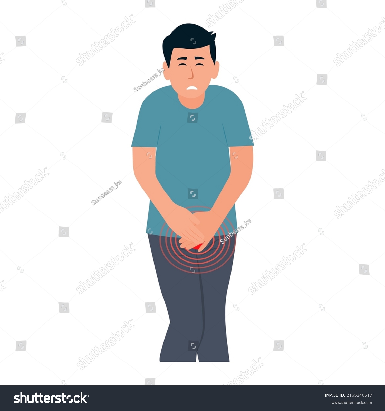 Man Feeling Severe Pain Lower Abdomen Stock Vector (Royalty Free ...