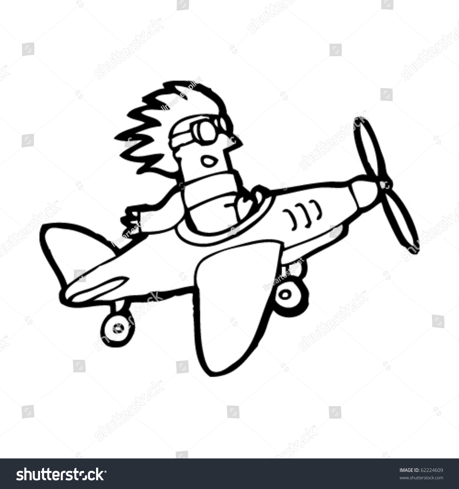 Man Flying Plane Cartoon Stock Vector 62224609 - Shutterstock