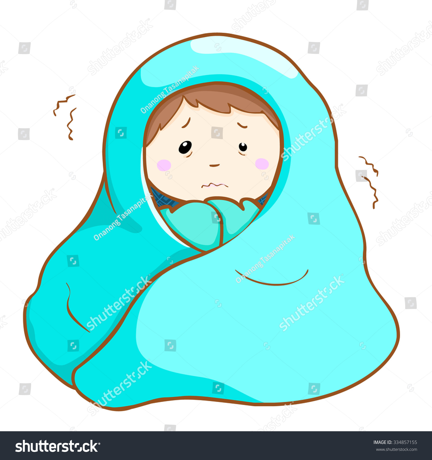 Man Got Fever Shivering Under Blanket Stock Vector 334857155 - Shutterstock