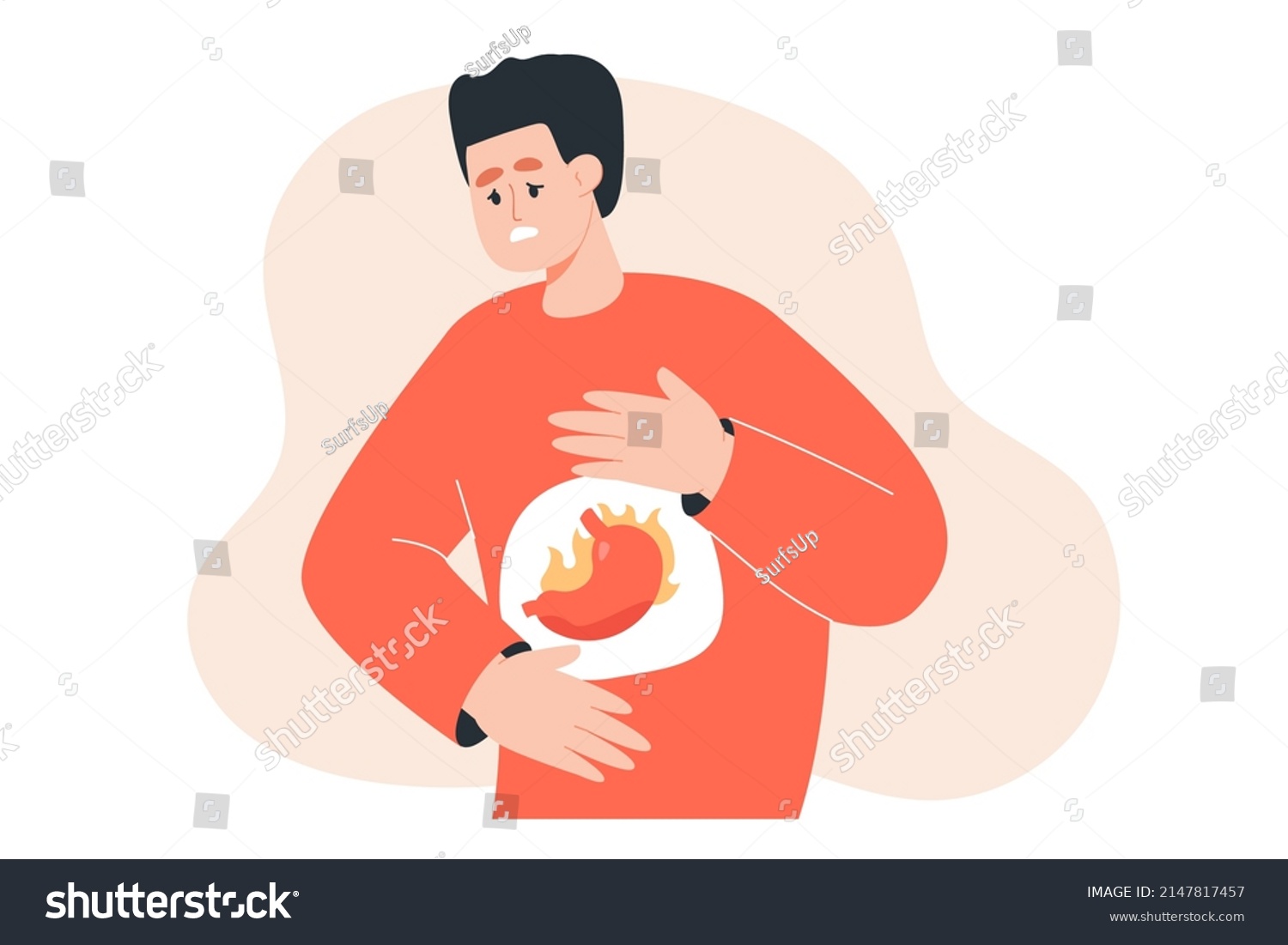 Man Having Heartburn Flat Vector Illustration Stock Vector (royalty 