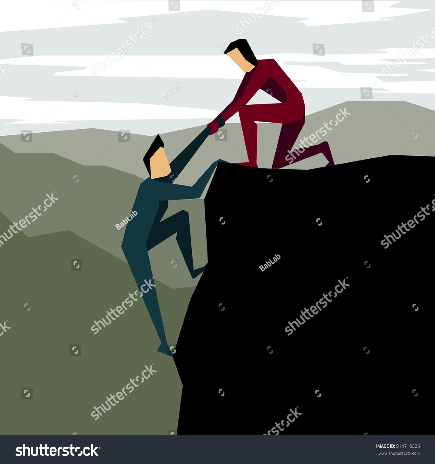 Man Helping Another Man Climb Stock Vector Royalty Free 514710325 Stock Vector Man Helping Another Man To Climb 514710325