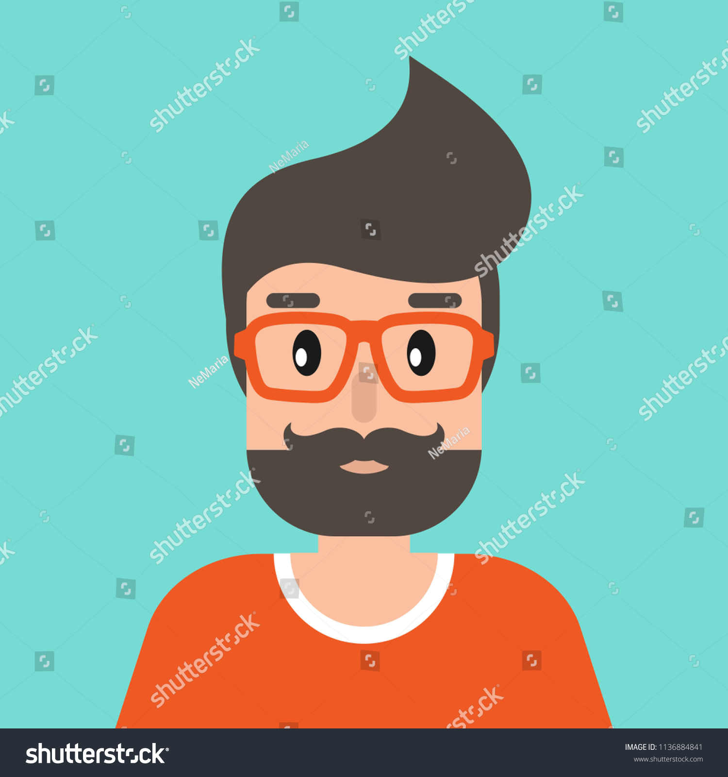 Man Hipster Avatar Cartoon Guy Black Stock Vector Royalty Free