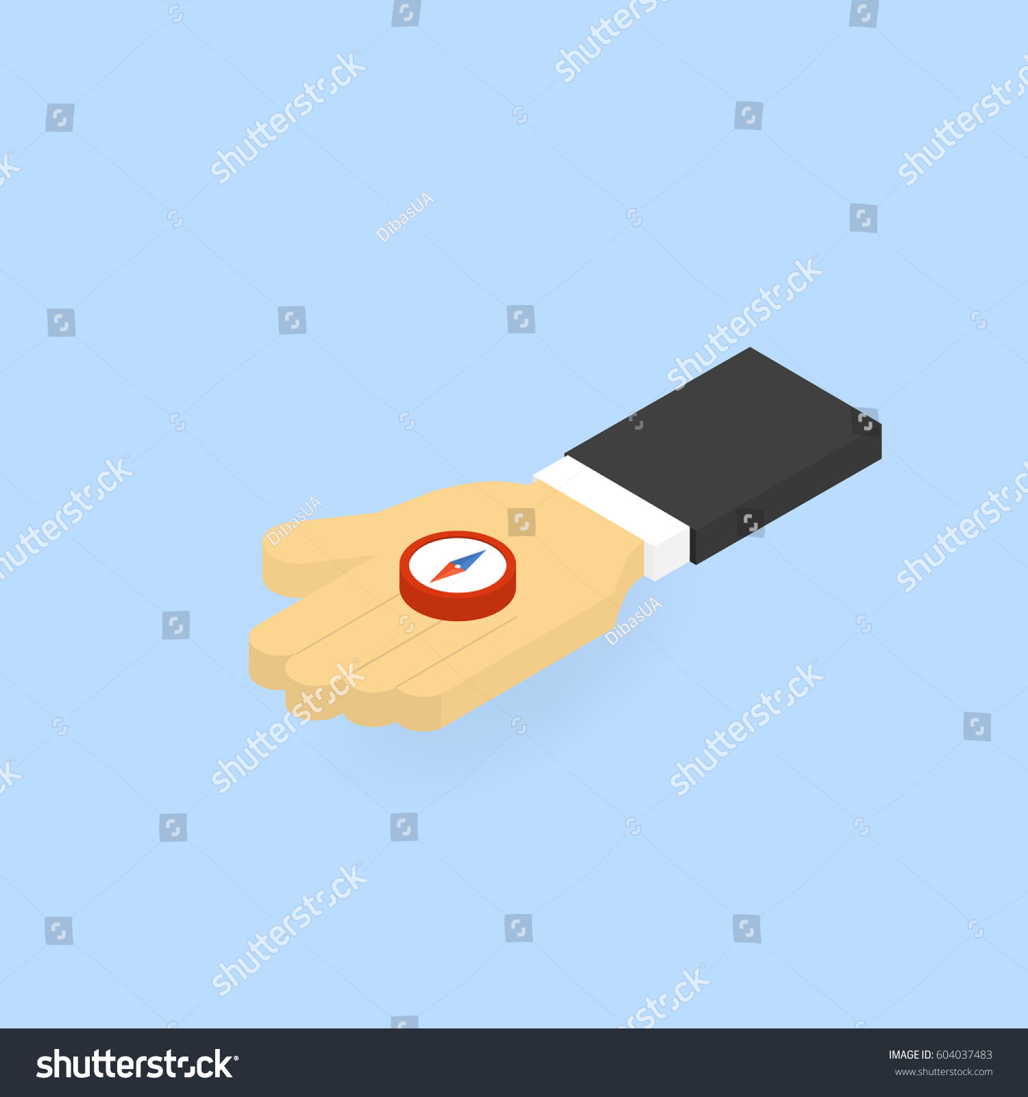 Man Holding Compass Vector Isometric Illustration Stock Vector (Royalty ...