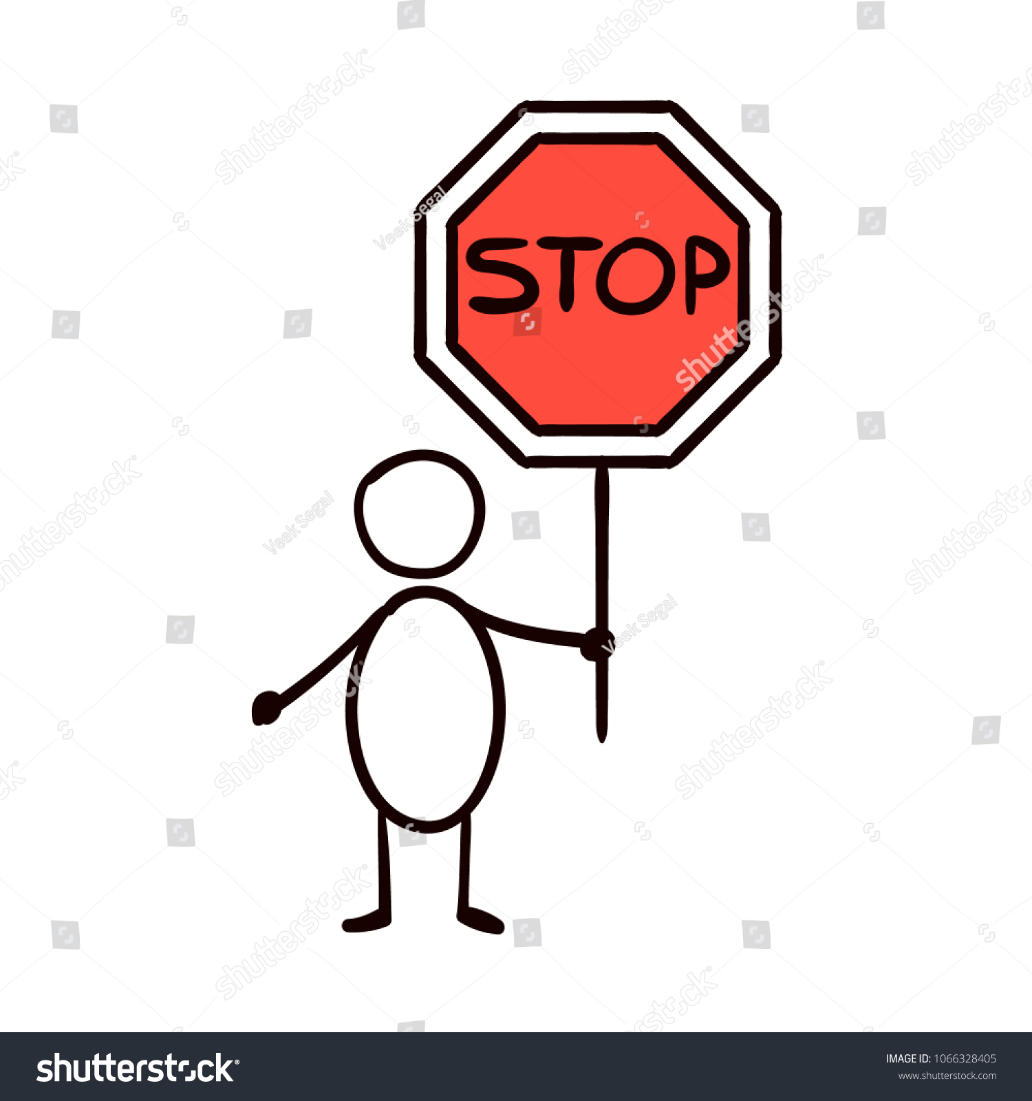 Man Holding Traffic Sign Stop Vector Stock Vector (Royalty Free) 1066328405