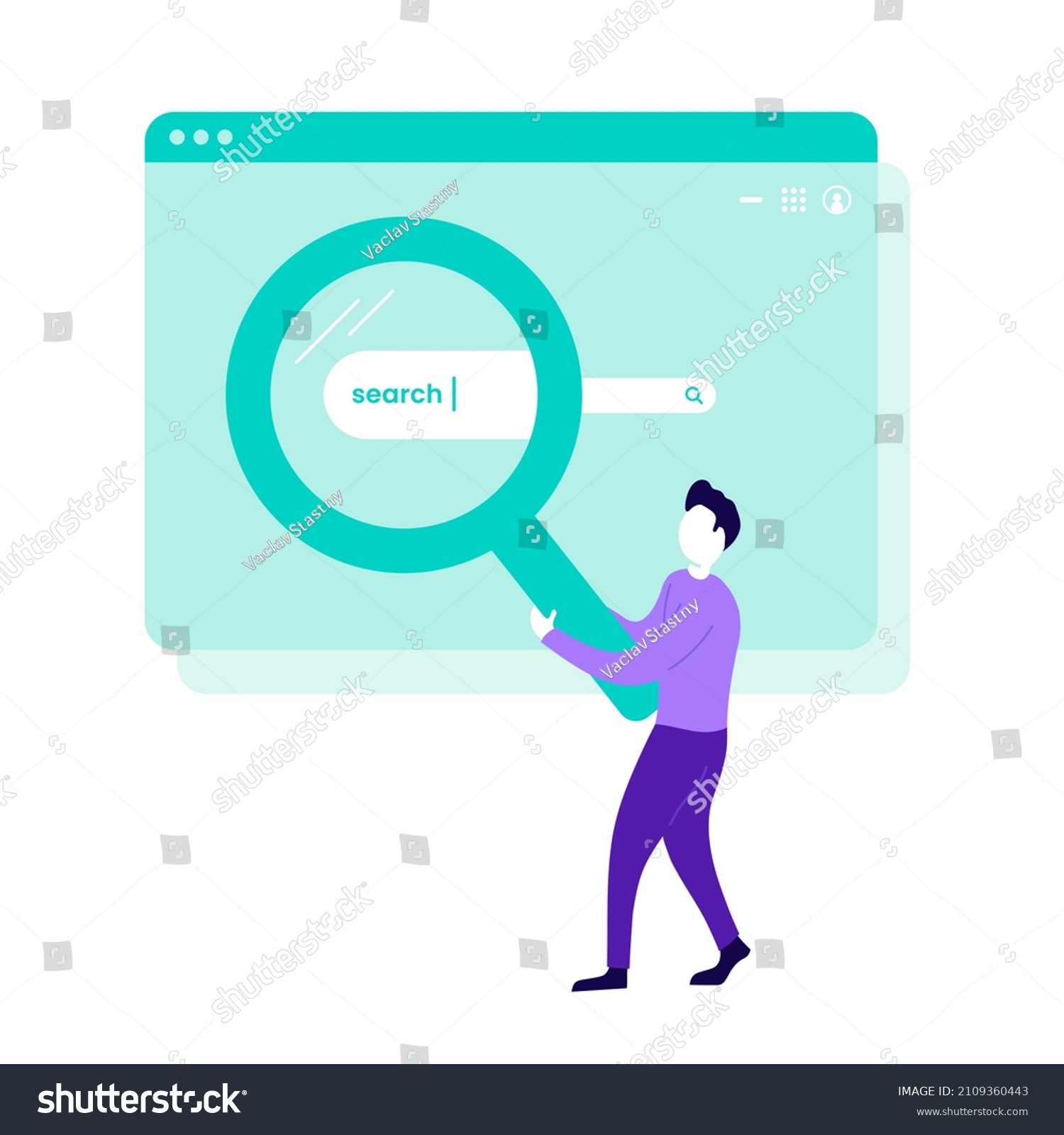 Man Holding Magnifying Glass Search Bar Stock Vector (Royalty Free ...