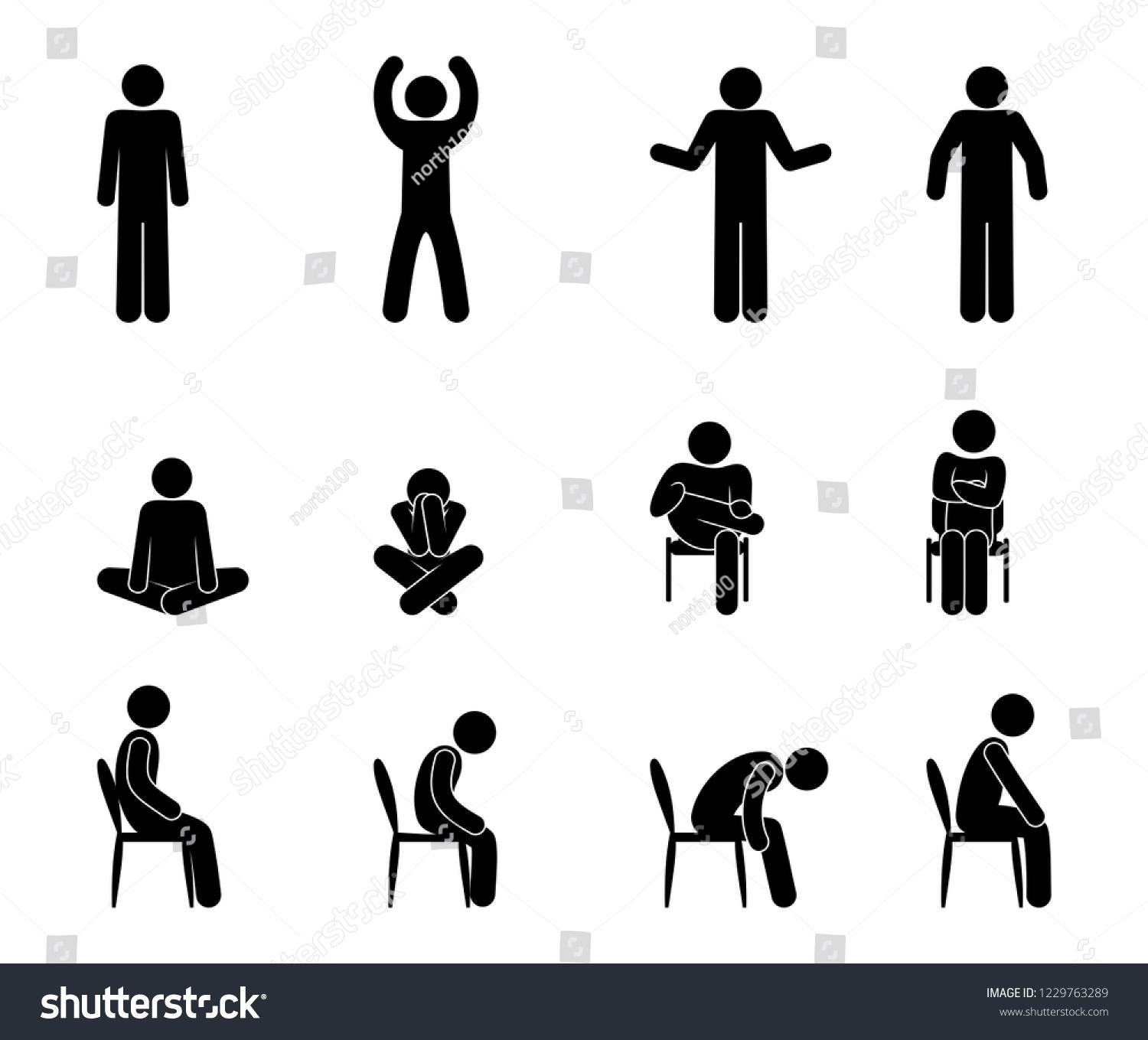 Man Icon Pictogram Character Set People Stock Vector (Royalty Free ...