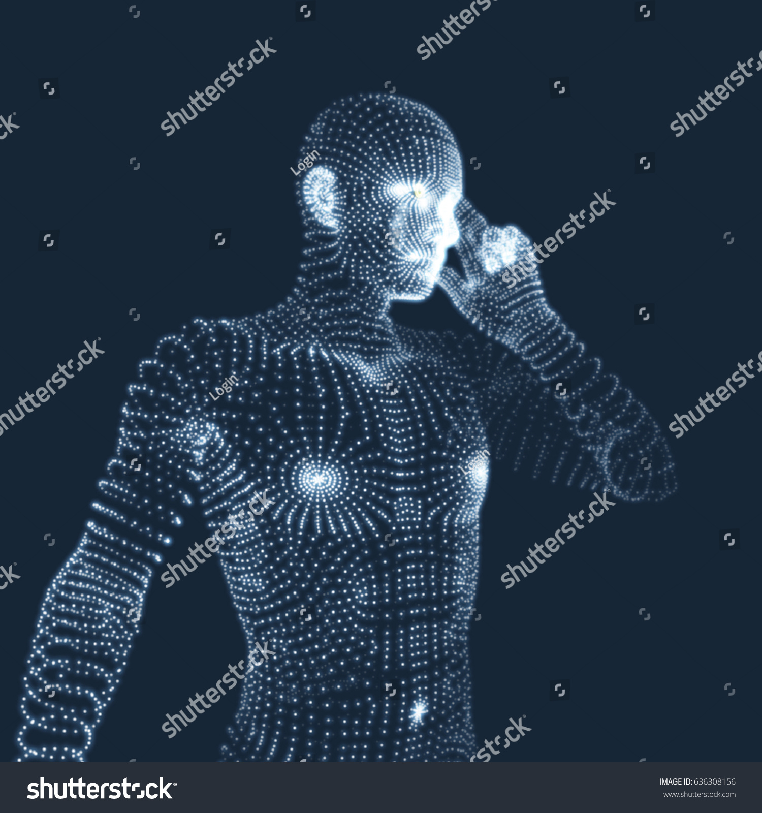 Man Thinker Pose 3d Model Man Stock Vector (Royalty Free) 636308156 ...