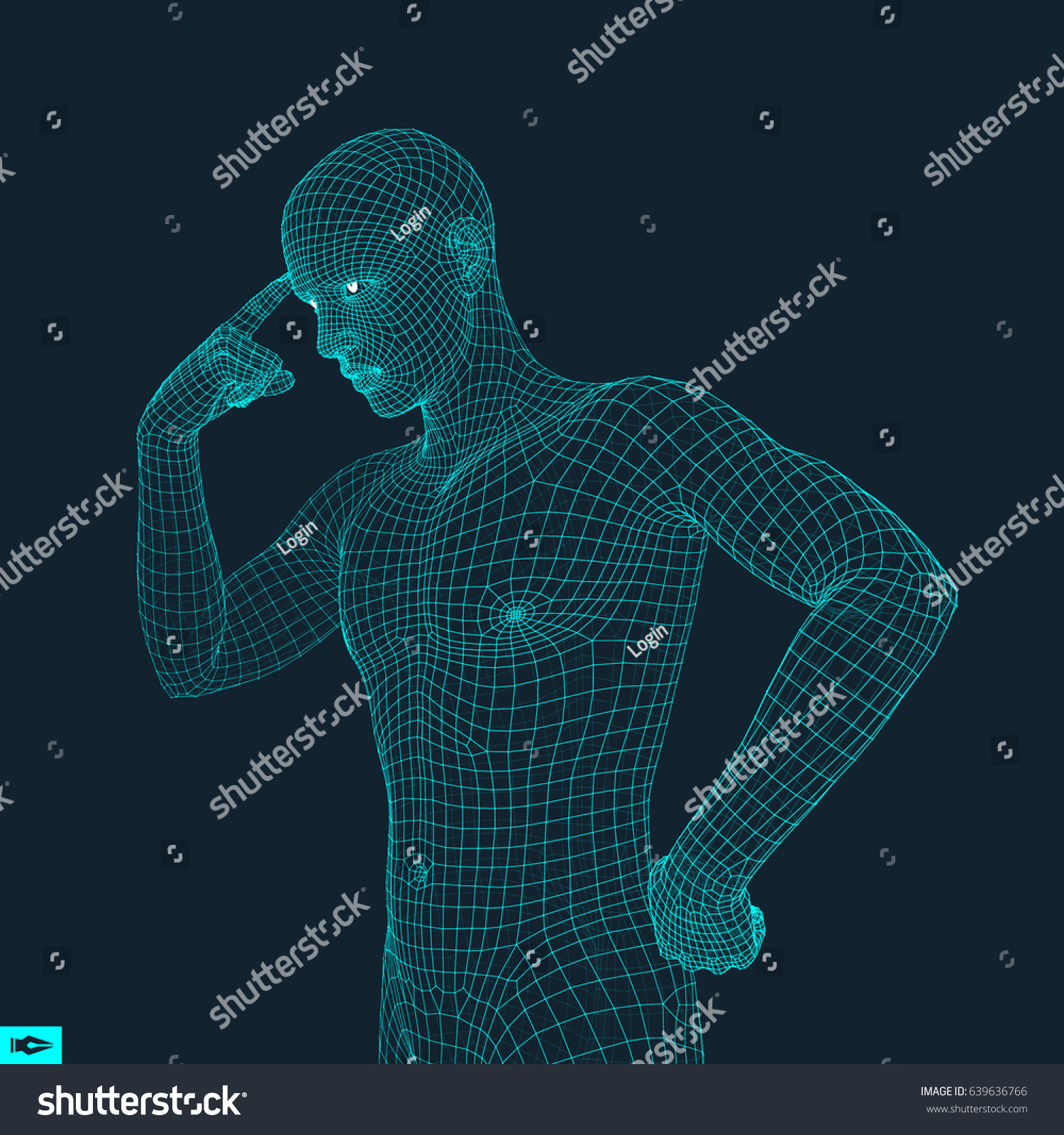 Man Thinker Pose 3d Model Man Stock Vector (Royalty Free) 639636766 ...