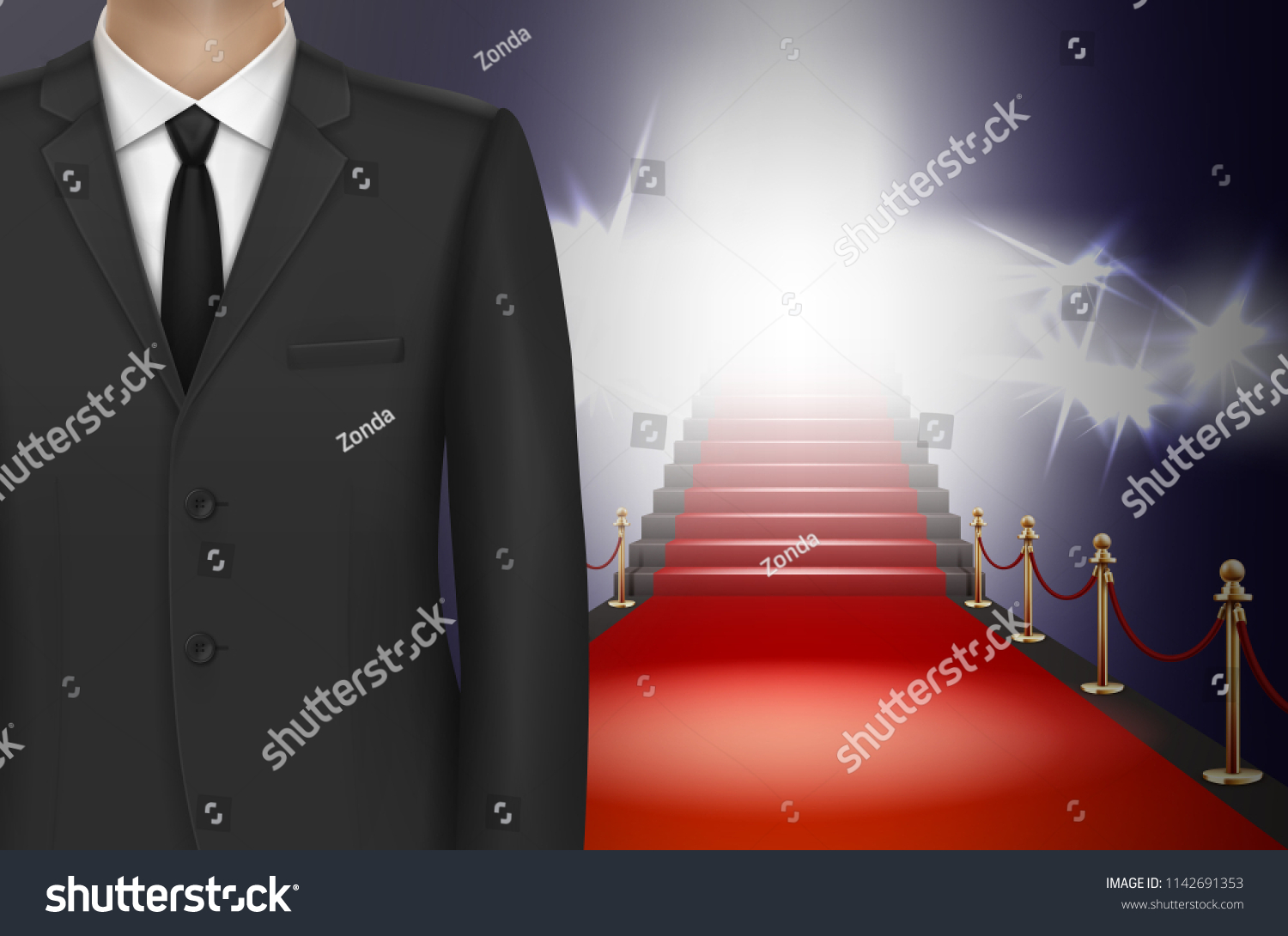 black suit red carpet