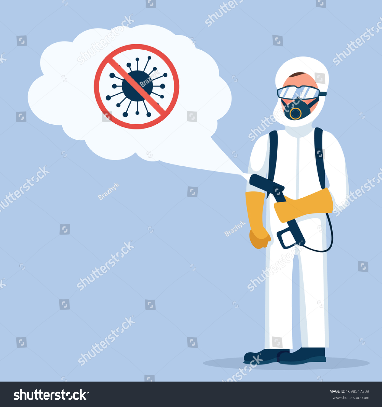 Man Hazmat Protective Suit Gas Mask Stock Vector (Royalty Free ...