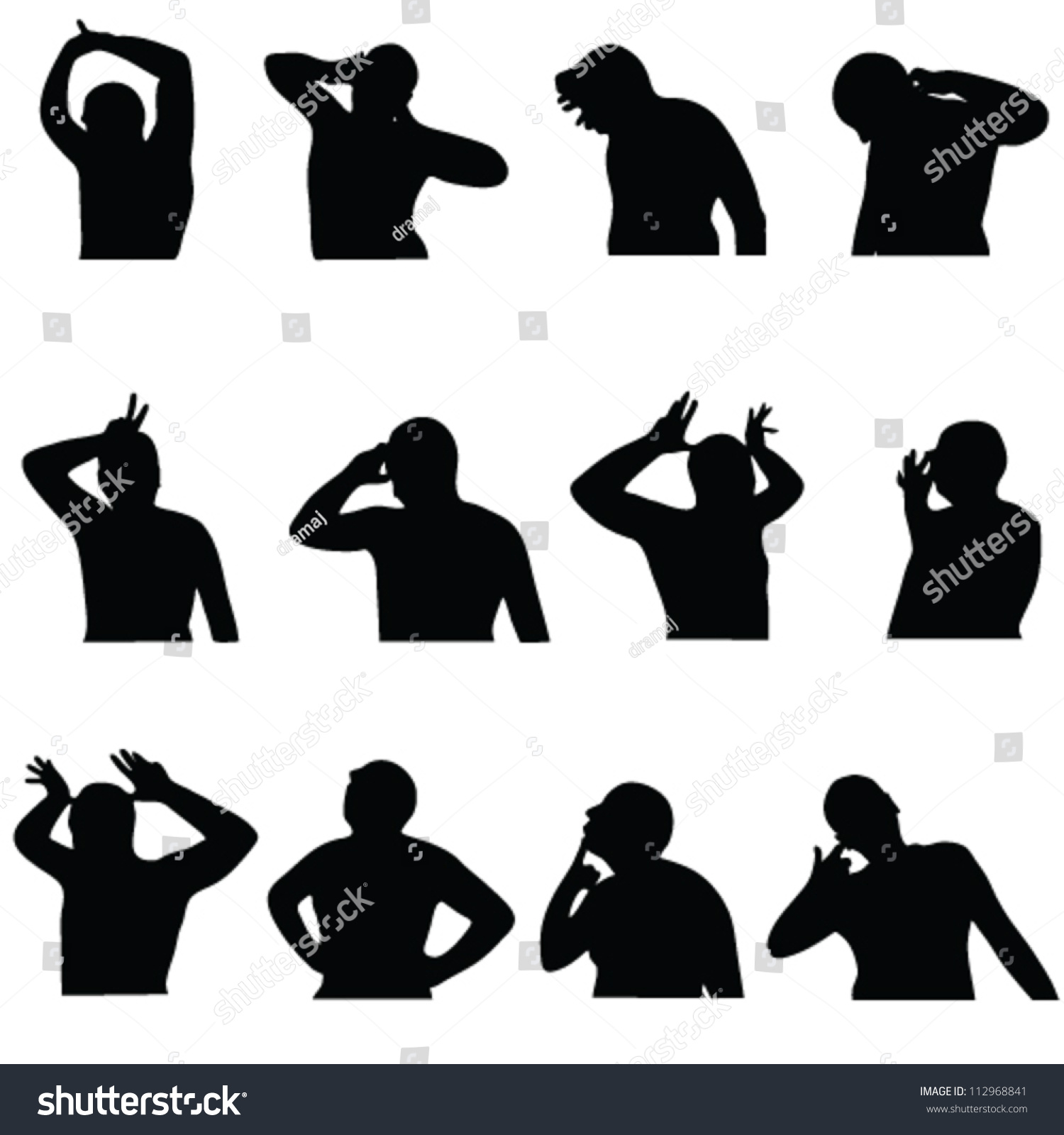 Man In Poses Black Vector Silhouette On White - 112968841 : Shutterstock