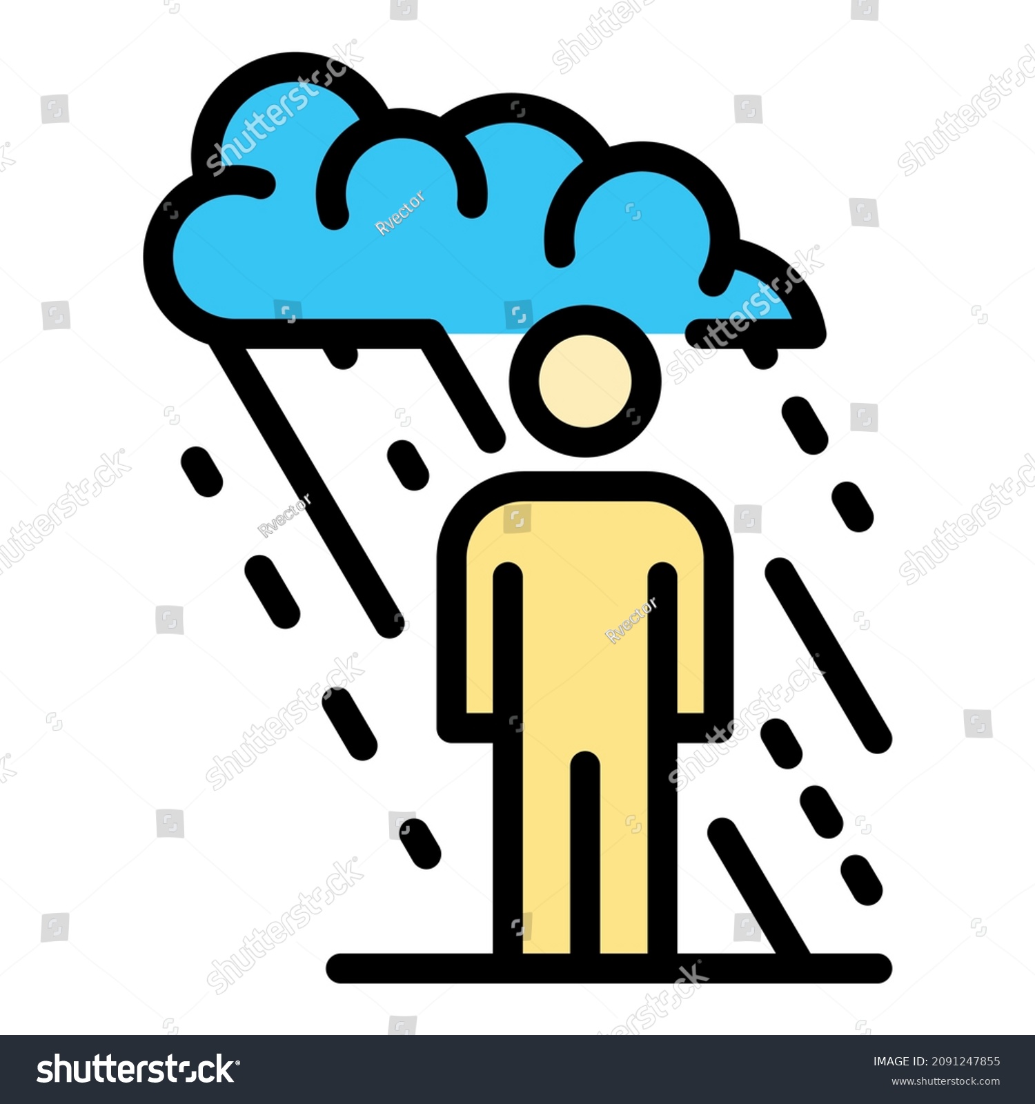 SVG of Man in the rain icon. Outline man in the rain vector icon color flat isolated svg