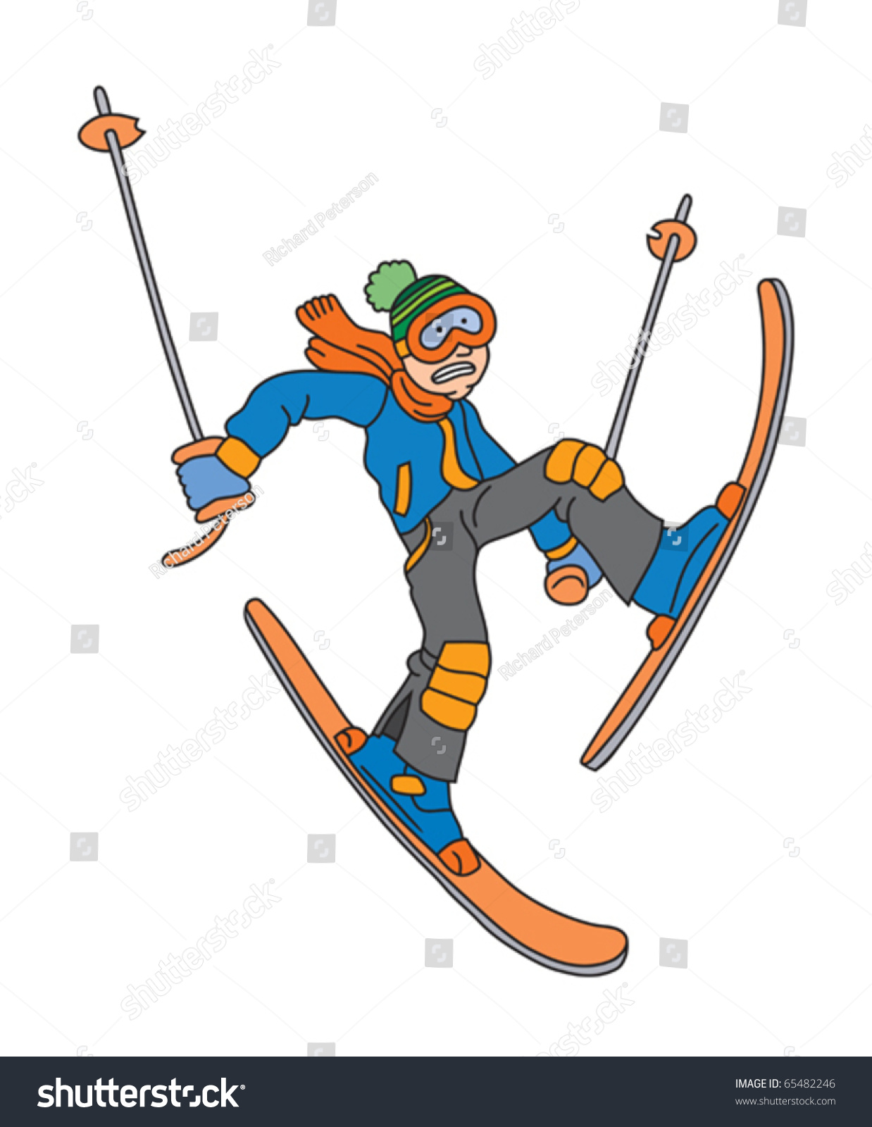 Man Skiing Cartoon Vector Illustration Stock Vector (Royalty Free) 65482246