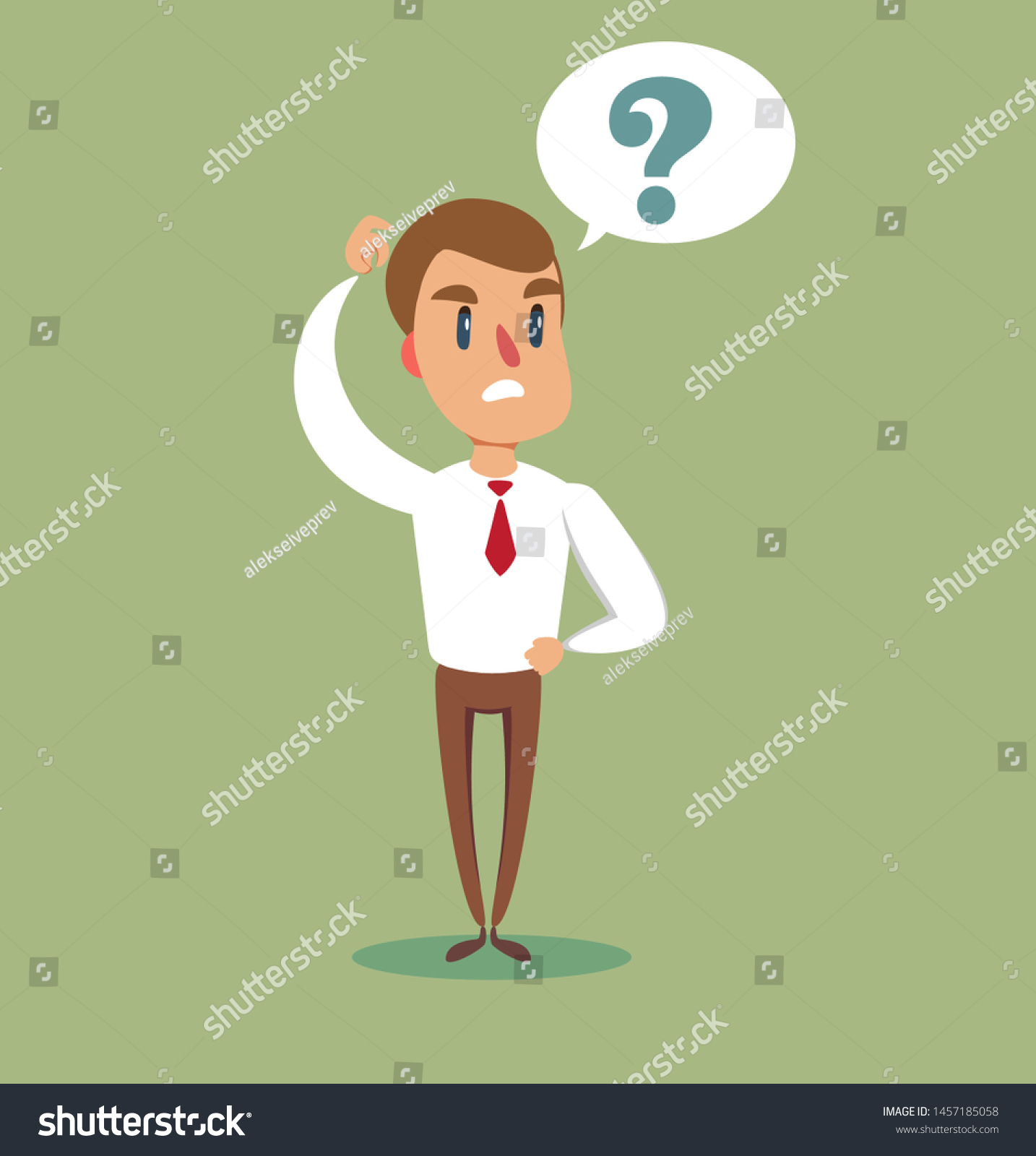 Man Thinking Question Mark Manager Pensive Stock Vector (Royalty Free ...