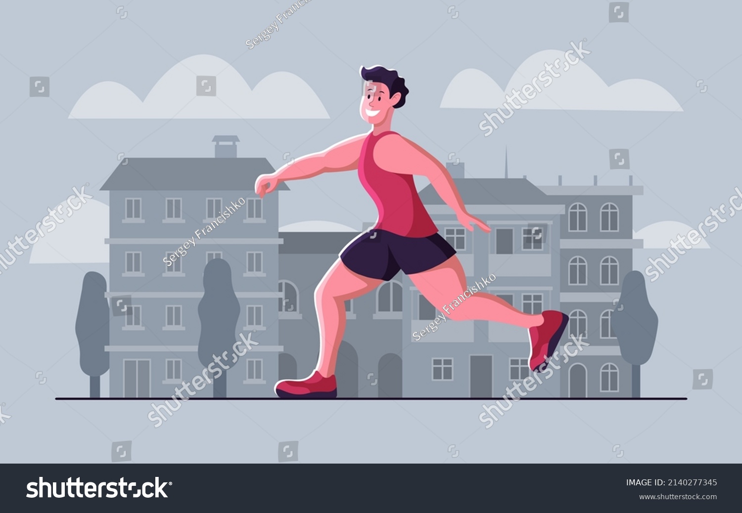 Man Jogging Big City Cartoon Vector Stock Vector (Royalty Free ...