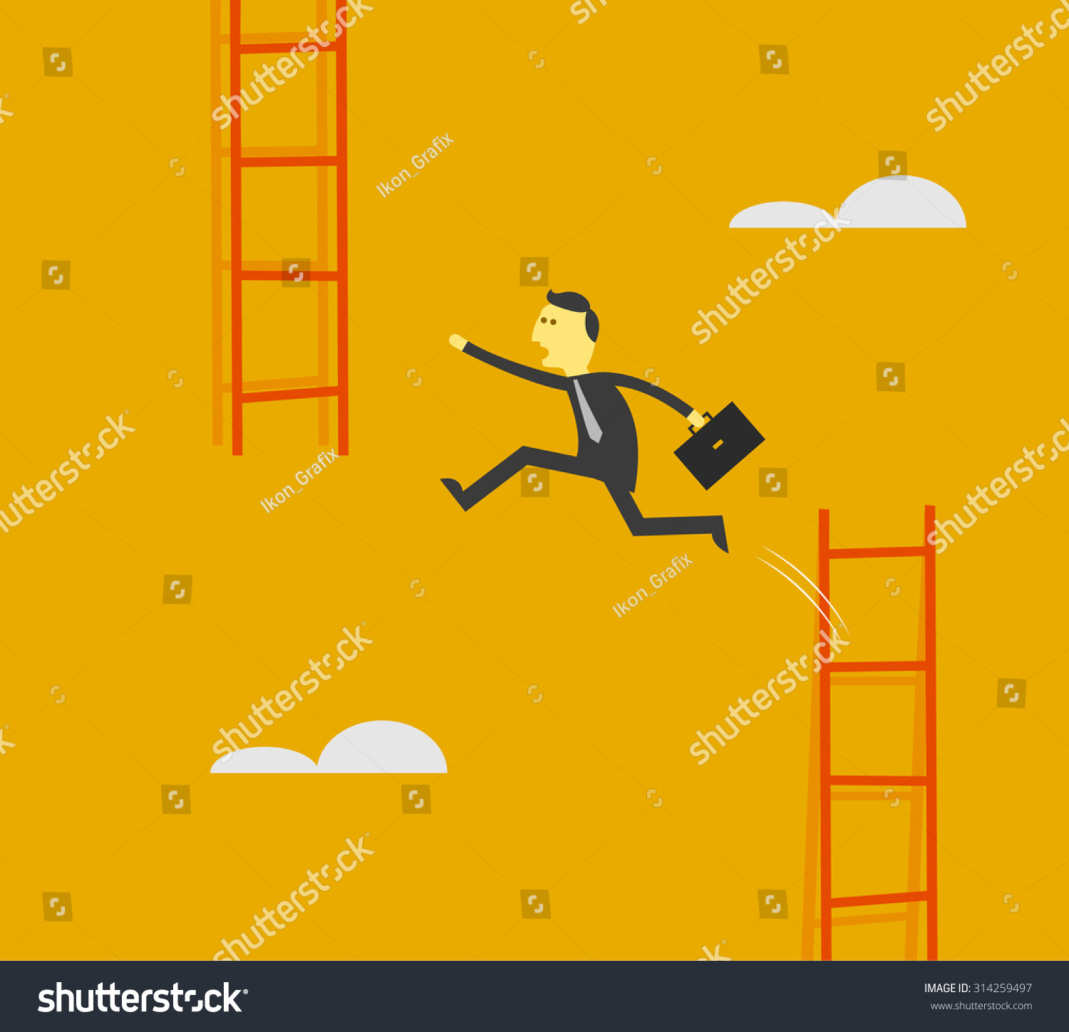 Man Jump Low Stair High Stair Stock Vector (Royalty Free) 314259497