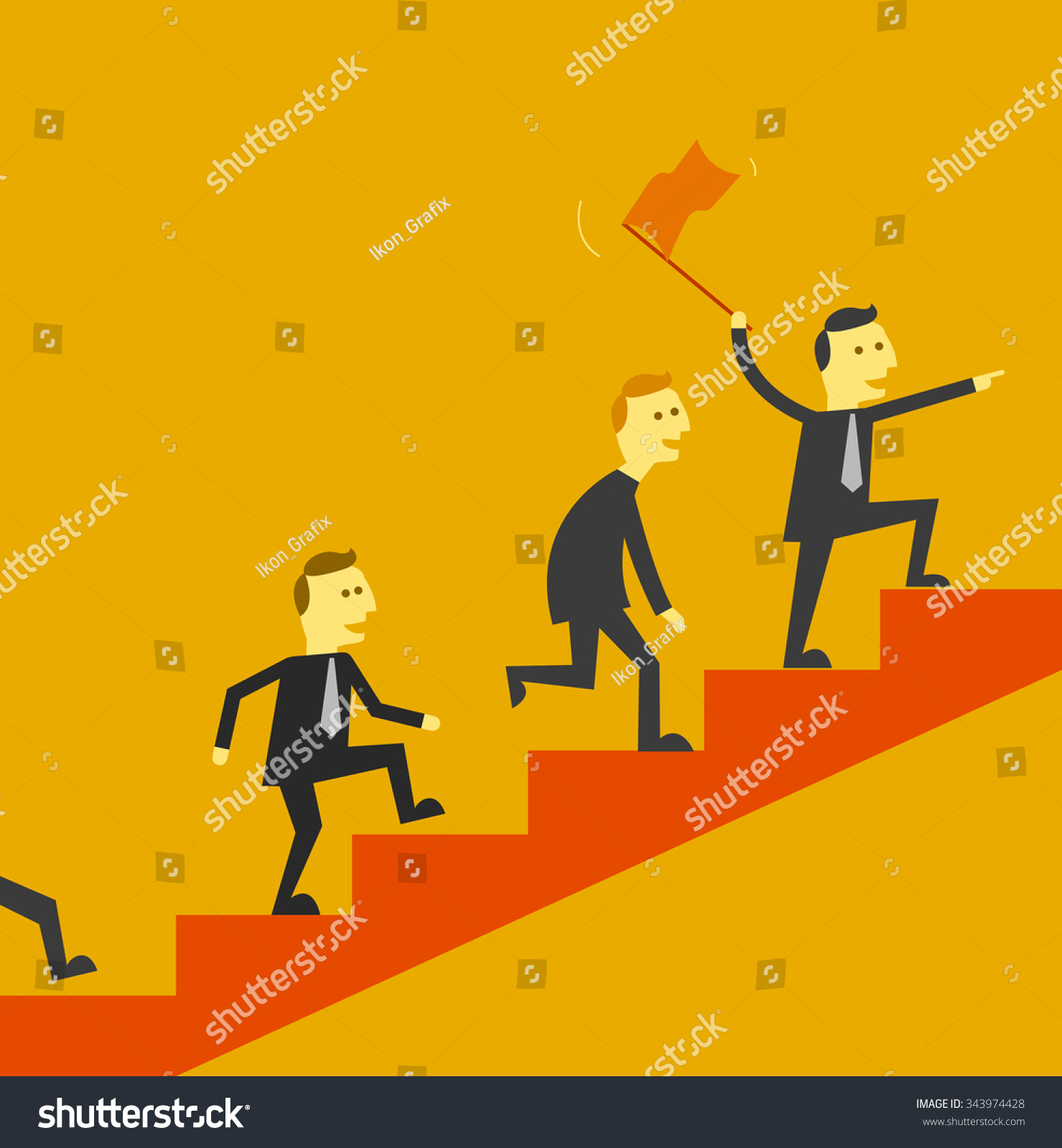 Man Leading A Team Up Stair To Success Stock Vector Illustration ...