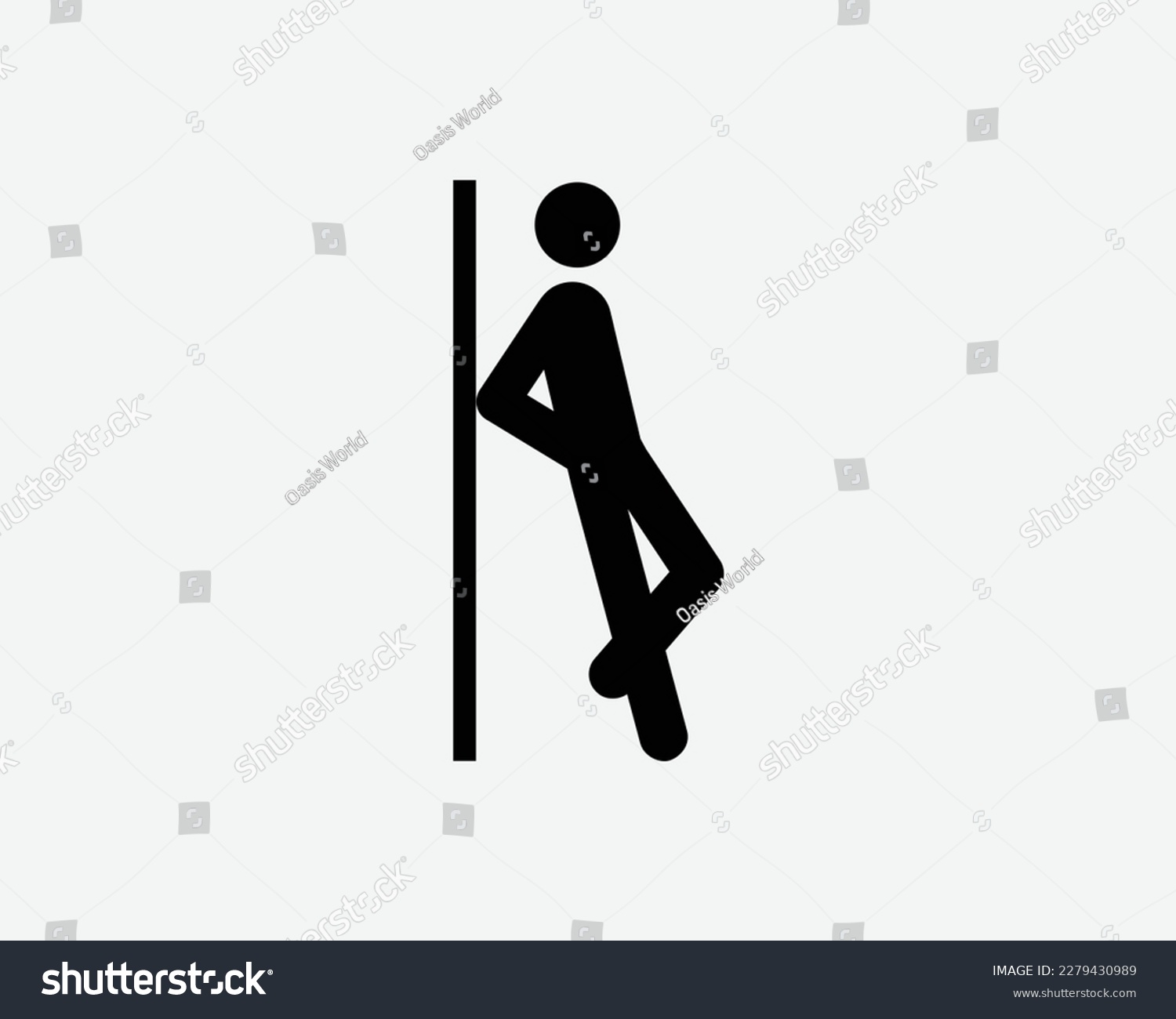 SVG of Man Leaning Against Wall Icon Tired Rest Resting Lean Stick Figure Vector Black White Silhouette Symbol Sign Graphic Clipart Artwork Illustration Pictogram svg